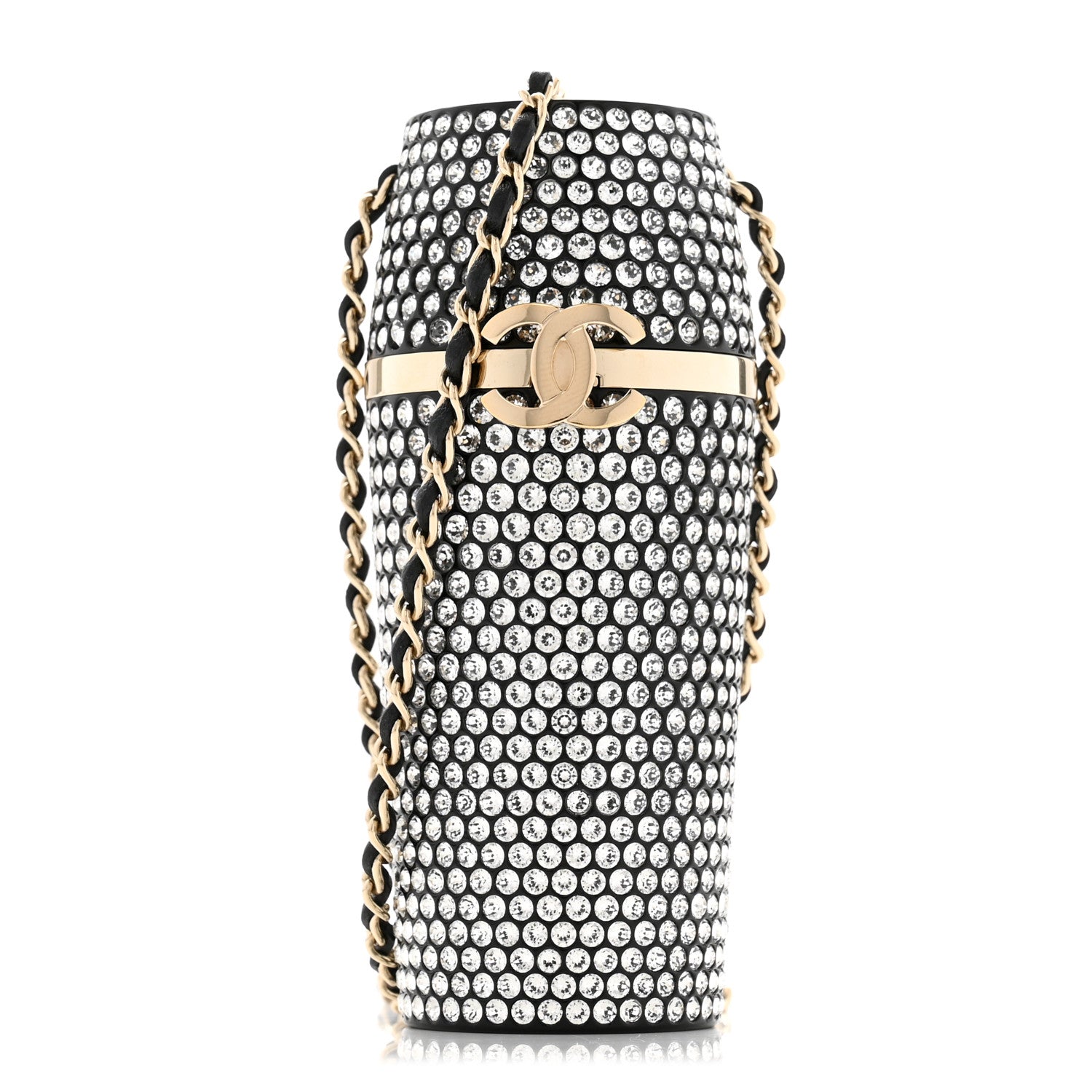 Chanel Metal Resin Lambskin Crystal Lipstick Case Long Necklace On Chain Silver Black Gold 1 of 11