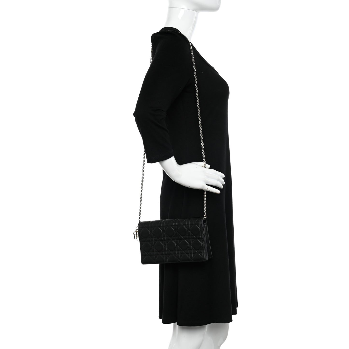 Lambskin Cannage Lady Dior Pouch Black