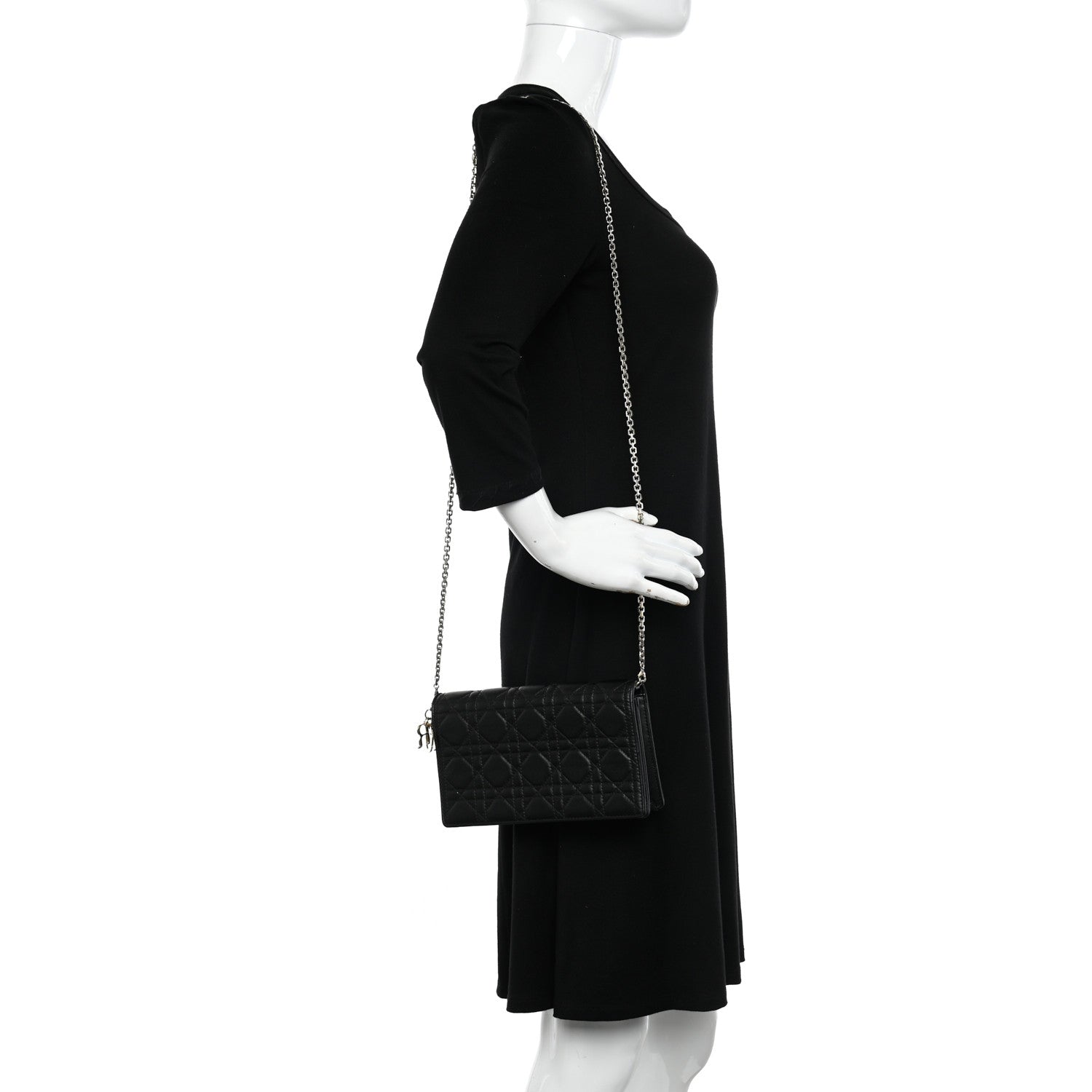 Christian Dior Lambskin Cannage Lady Dior Pouch Black 2 of 12