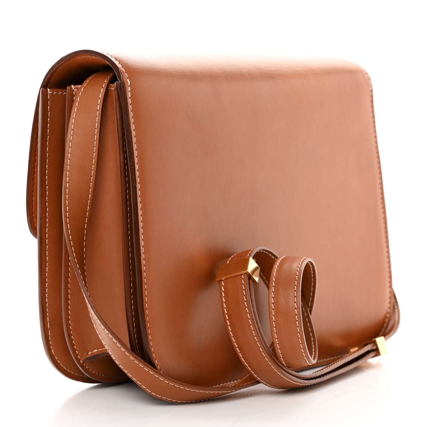 Natural Calfskin Medium Classic Box Flap Bag Tan