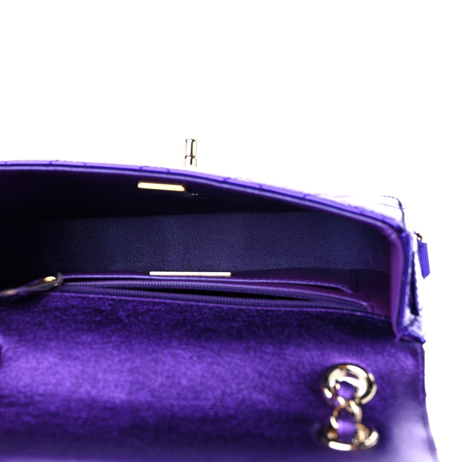 Chanel Mirror Calfskin Quilted Mini Rectangular Flap Purple 5 of 10