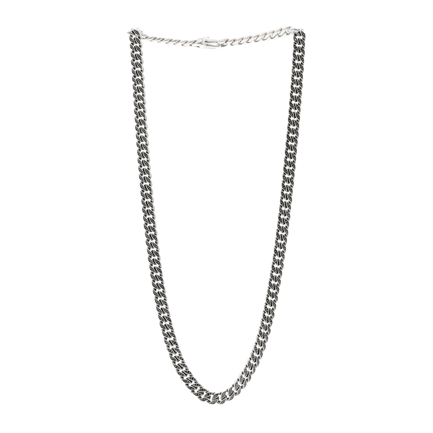Sterling Silver Black Diamond 8mm Curb Chain Necklace