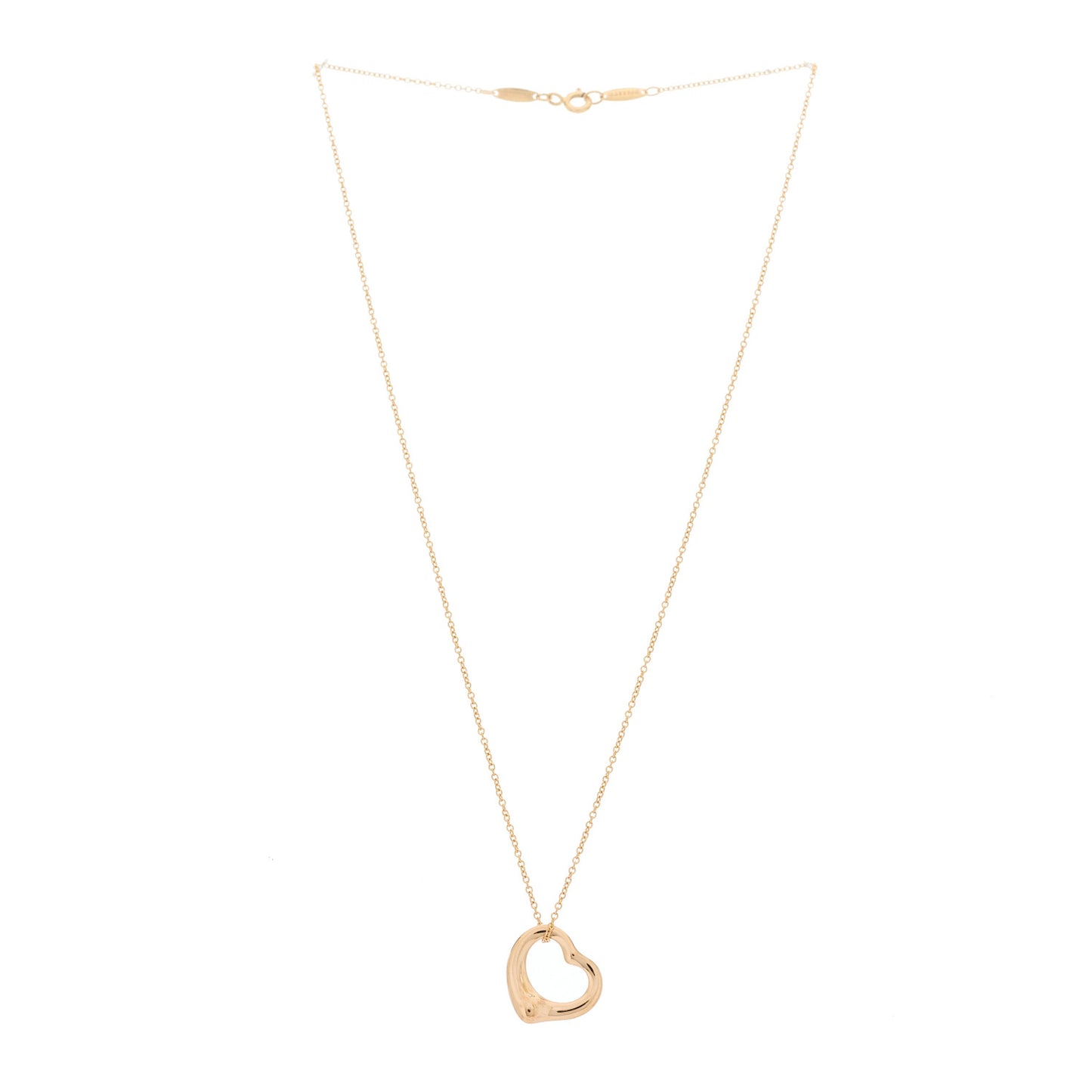 18K Rose Gold 16mm Elsa Peretti Open Heart Pendant Necklace