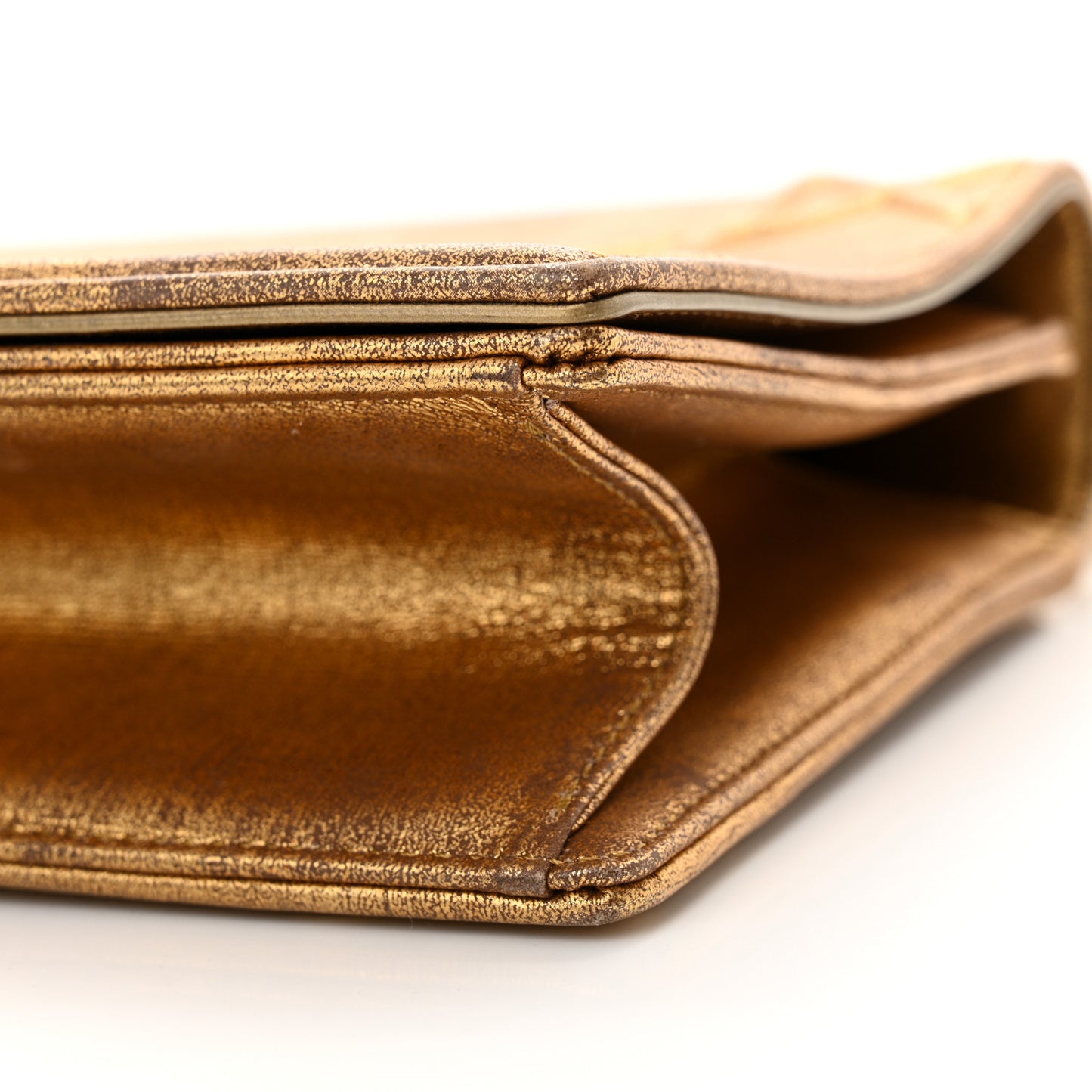 Metallic Brushed Calfskin Small Diorama Flap Bag Gold