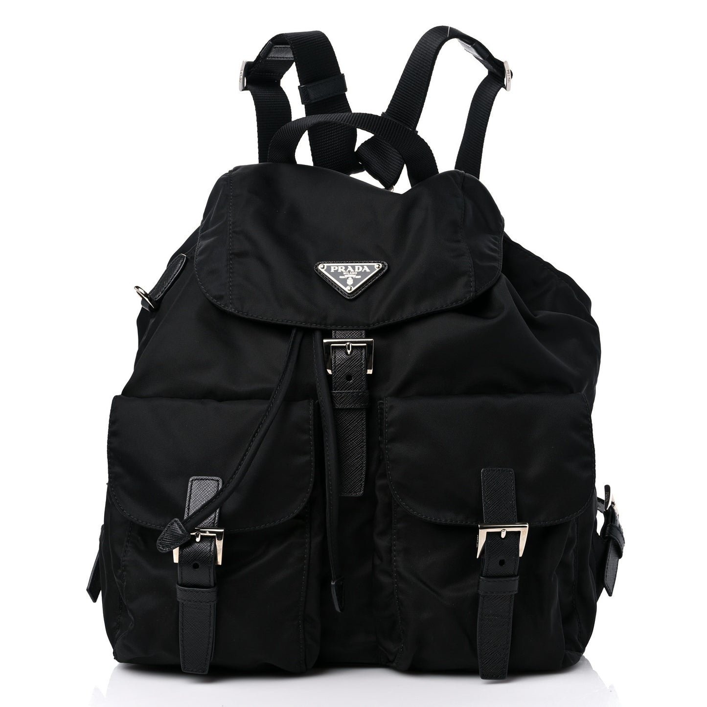 Re-Nylon Saffiano Medium Backpack Black