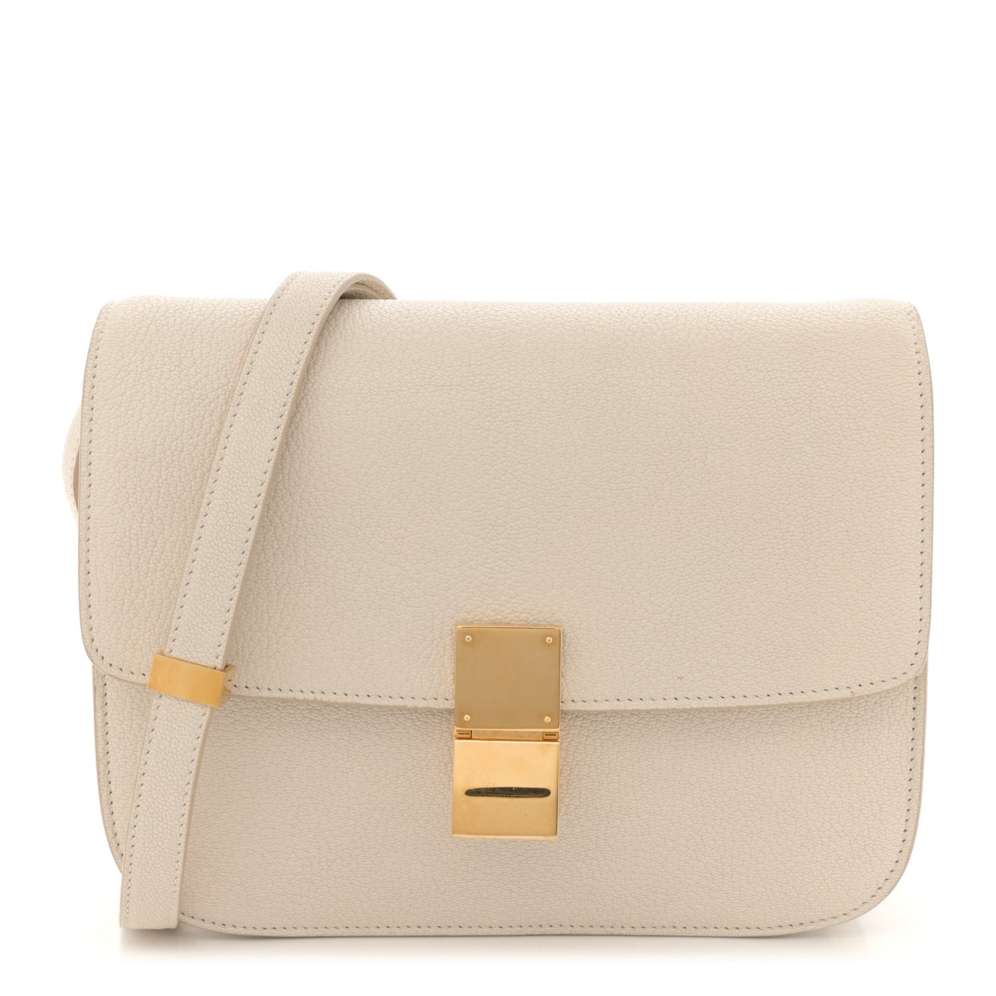 Goatskin Medium Classic Box Flap Bag White