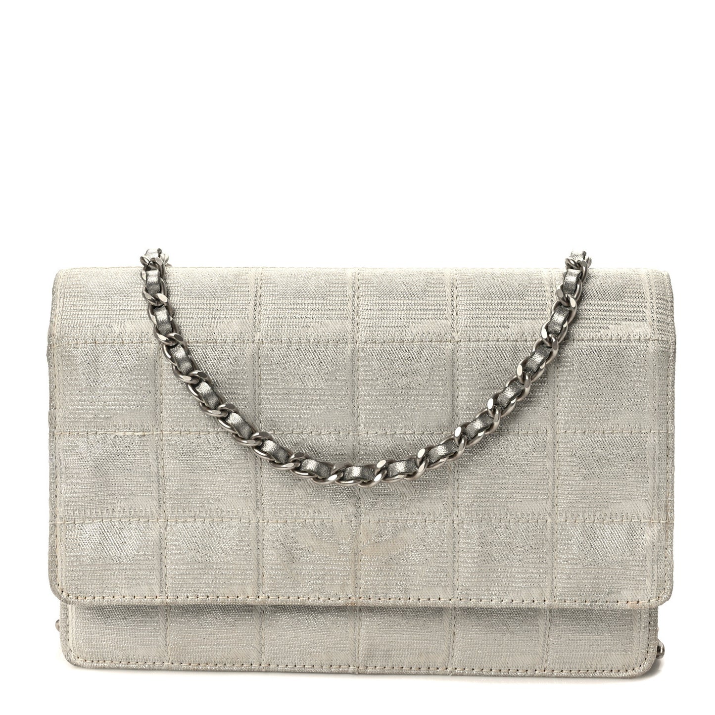 Nylon Travel Wallet On Chain WOC Metallic Silver