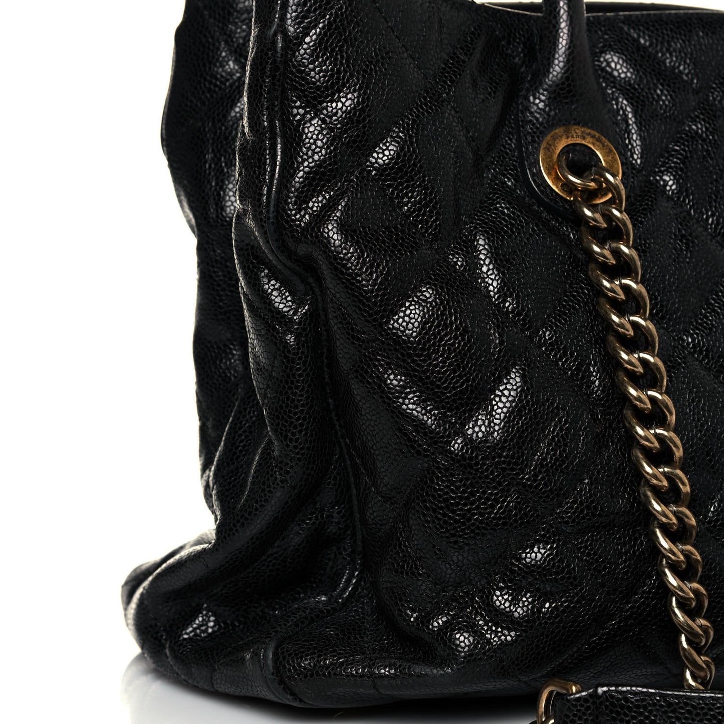 Glazed Caviar Quilted Small Shiva Tote Black