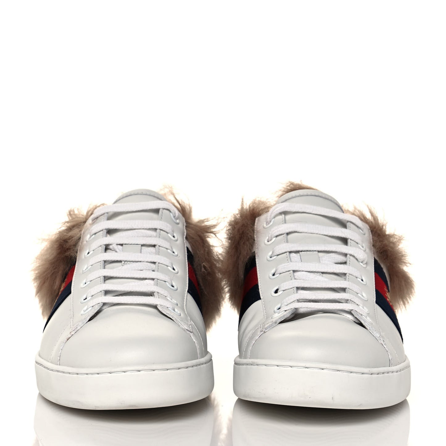 Calfskin Wool Web Bee Embroidered Mens Ace Sneakers 10 White