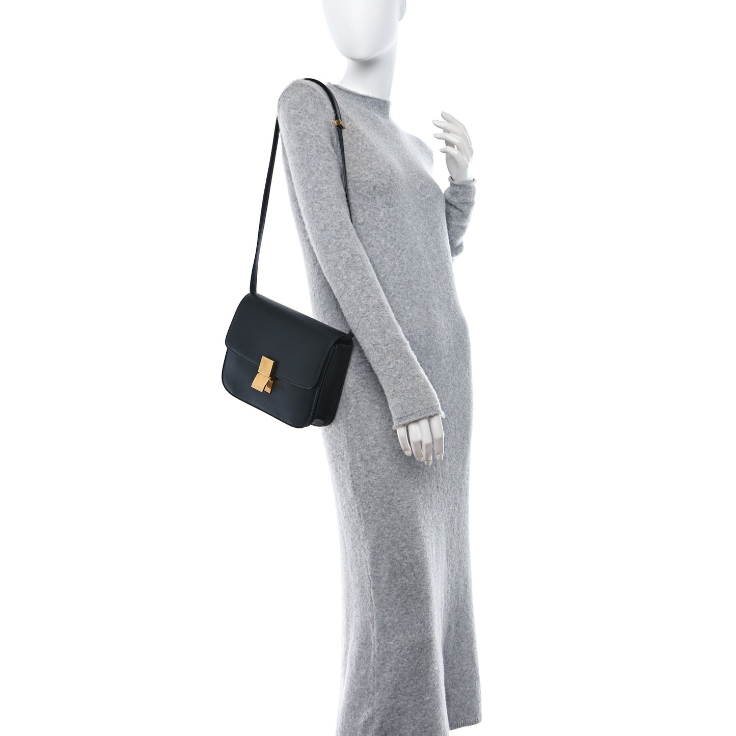 Box Calfskin Medium Classic Box Flap Bag Black