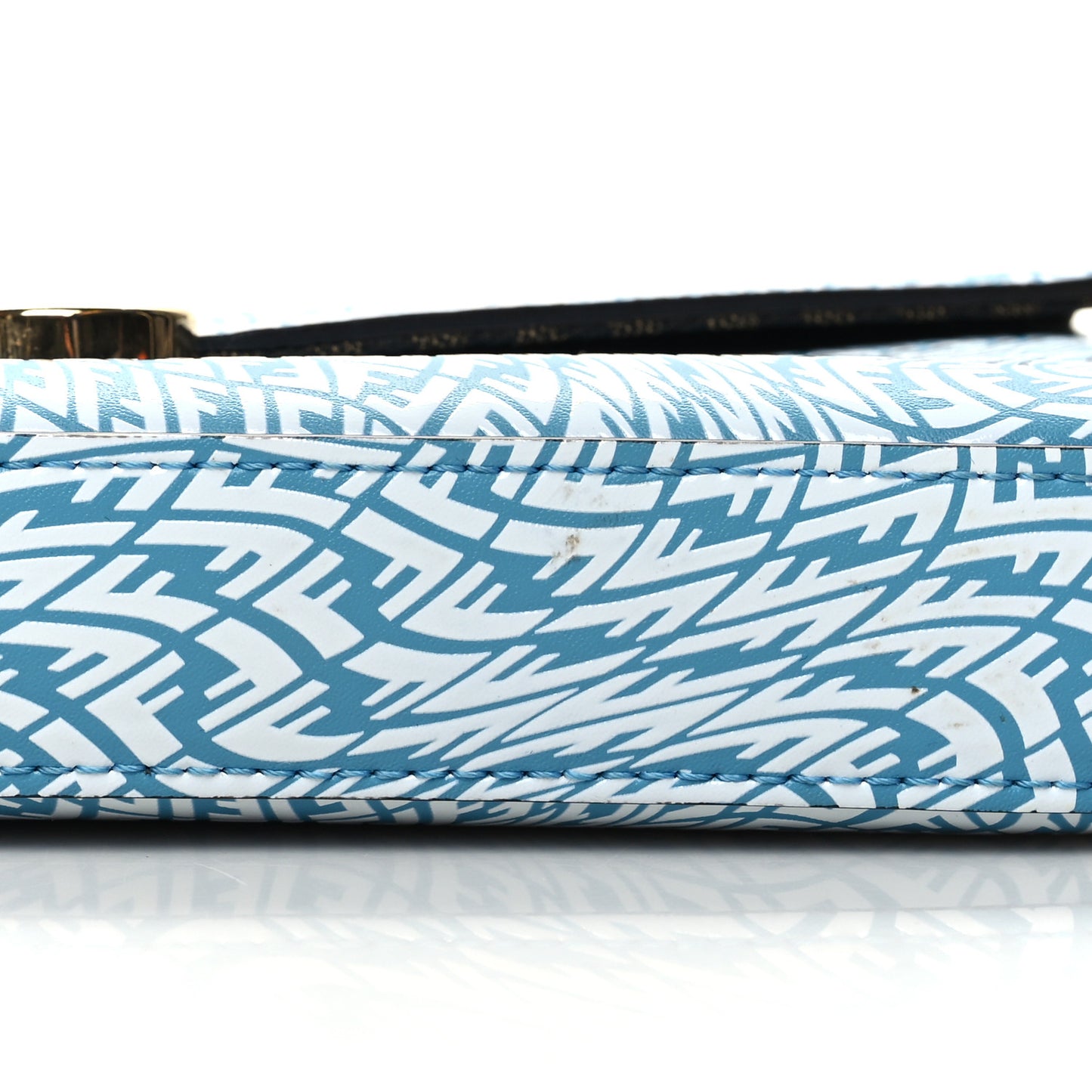 X SARAH COLEMAN Vitello Liberty Ceylon F is Fendi Micro FF Vertigo Embossed Envelope Wallet on Chain with Pouches Cyber Blue White