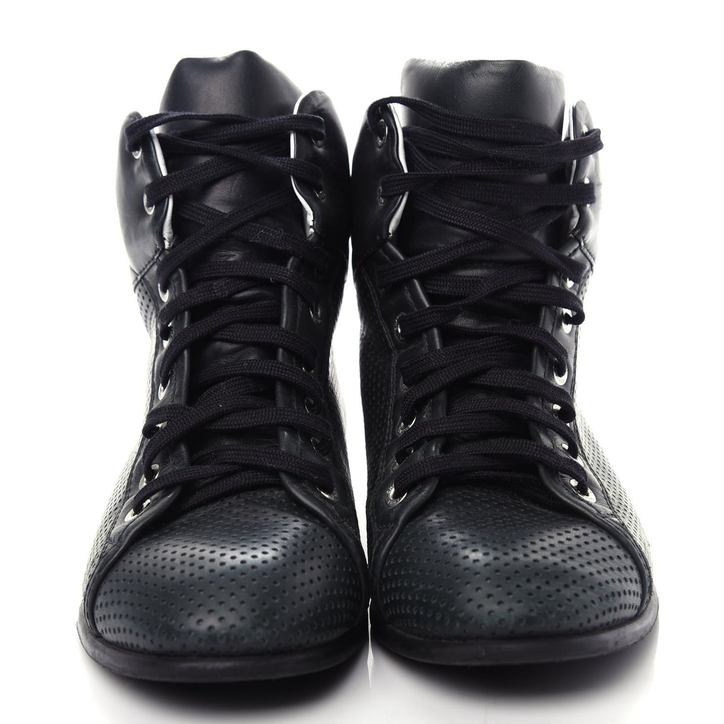 Perforated Lambskin High Top CC Sneakers 36.5 Black