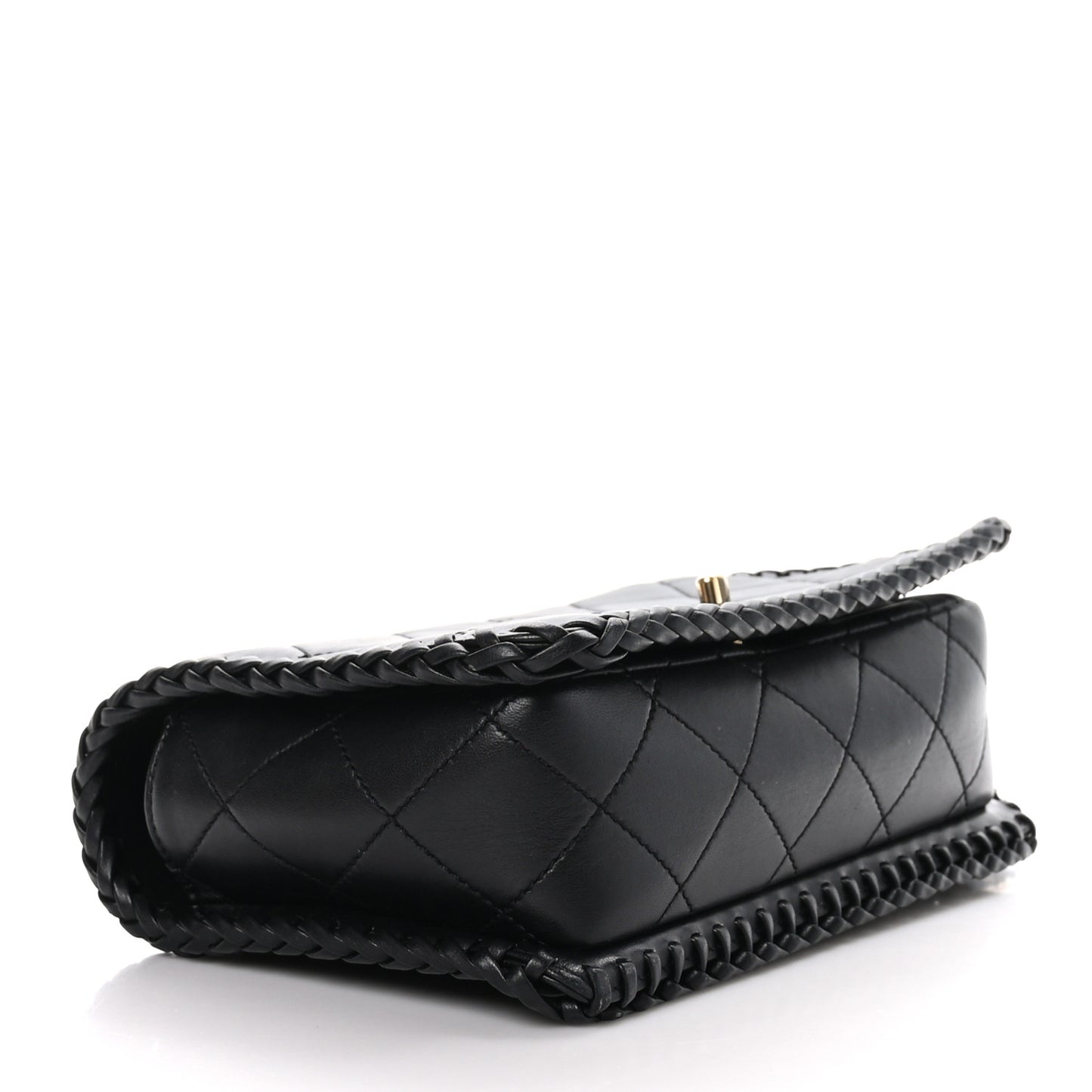Lambskin Quilted Medium Whipstitch Flap Bag Black