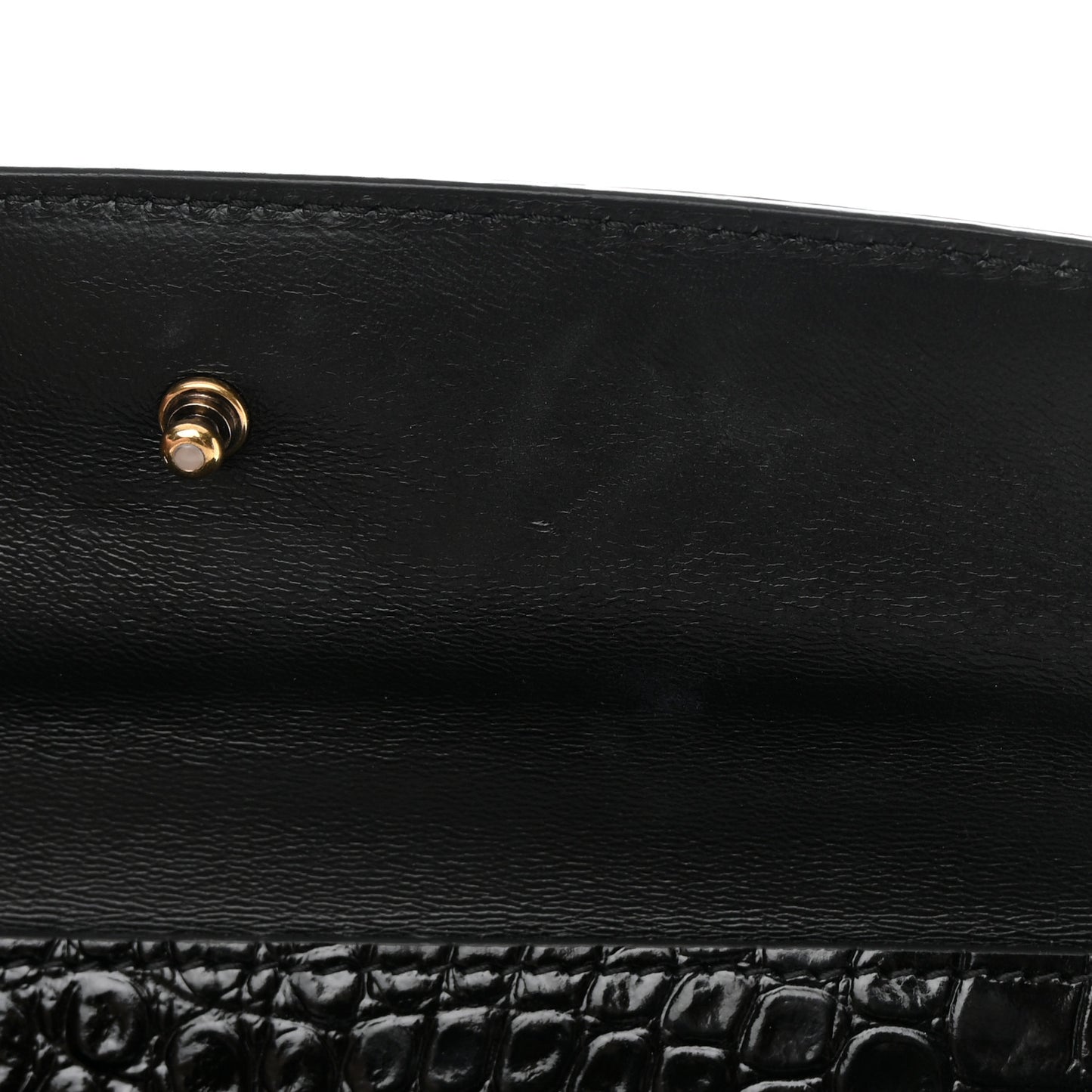 Shiny Calfskin Graffiti Logo Crocodile Embossed Medium Ghost Shoulder Bag Black White
