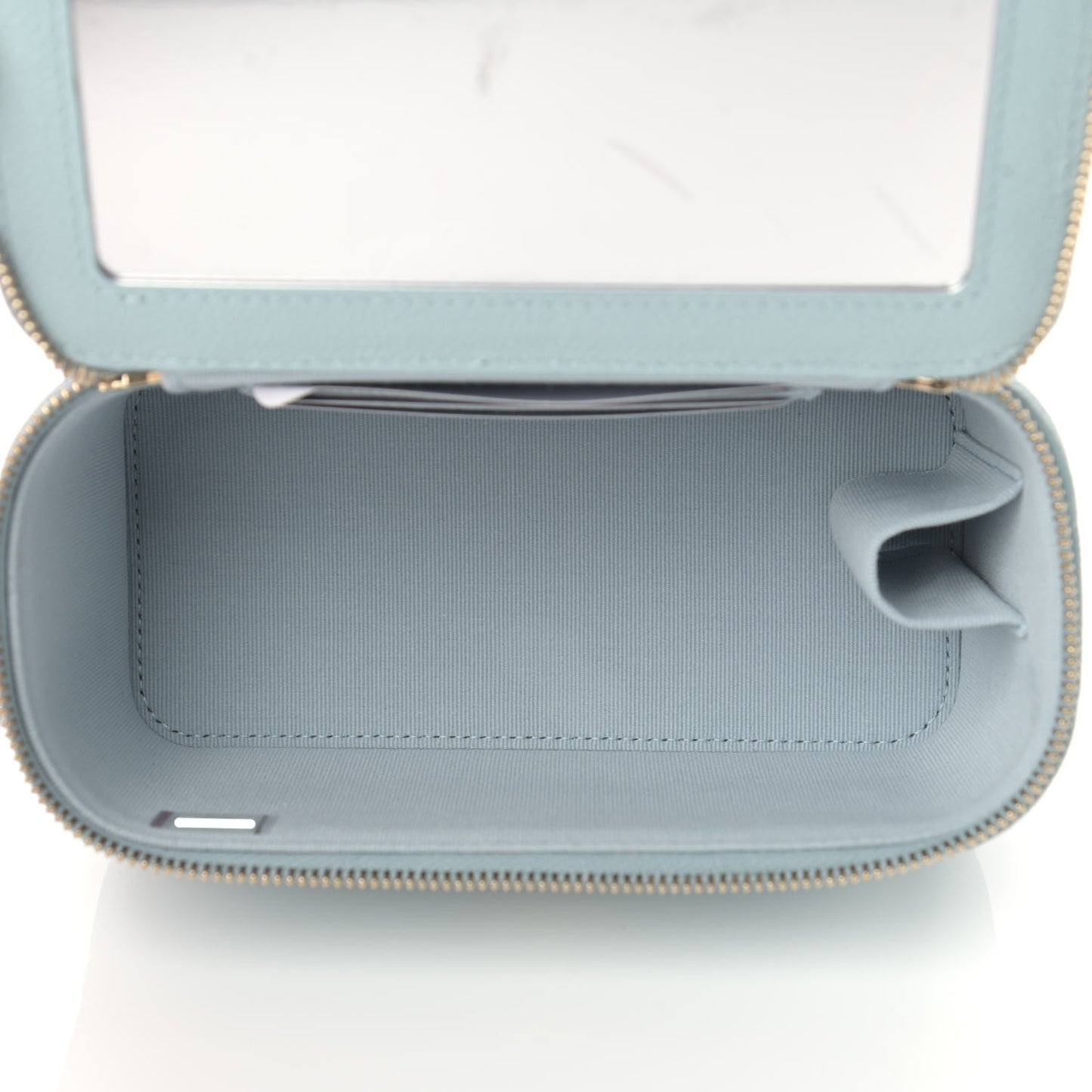 Caviar Quilted Small Tiny CC Vanity Case With Chain Light Blue
