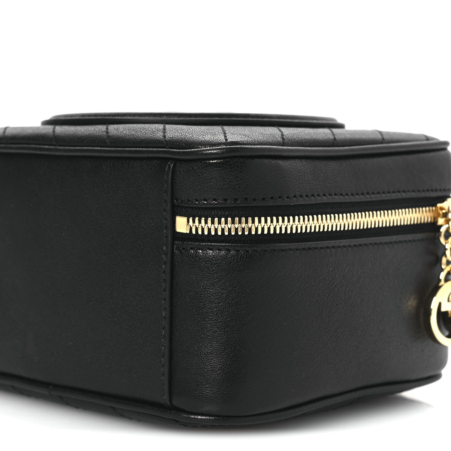 Sakai Be Green Calfskin Diagonal Stitched Blondie Top Handle Bag Black