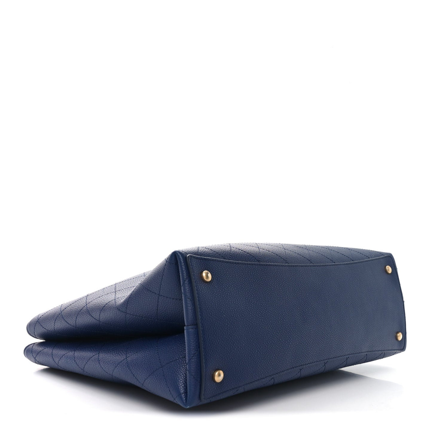 Caviar Stitched Large Shopping Tote Bag Blue
