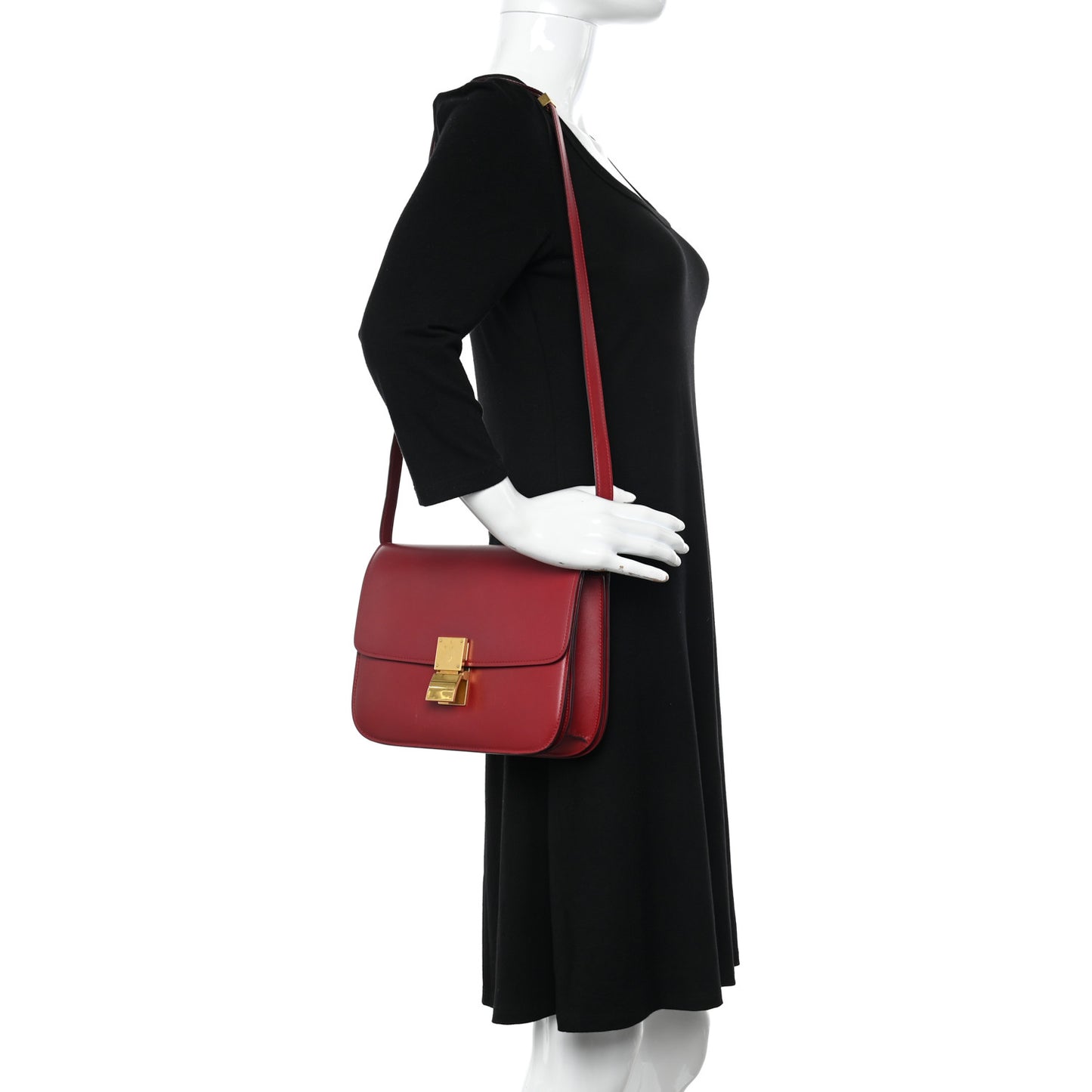 Box Calfskin Medium Classic Box Flap Bag Dark Brick