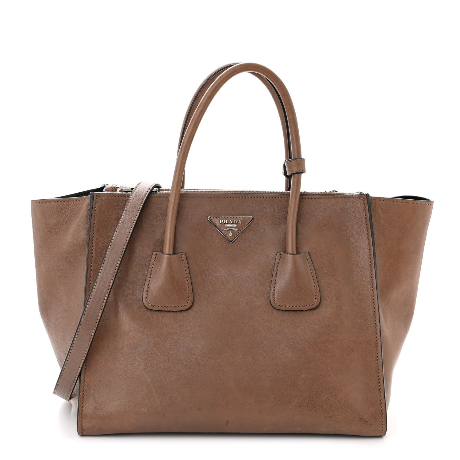 Prada Glace Calf Twin Pocket Tote Argilla 1486645 – FASHIONPHILE