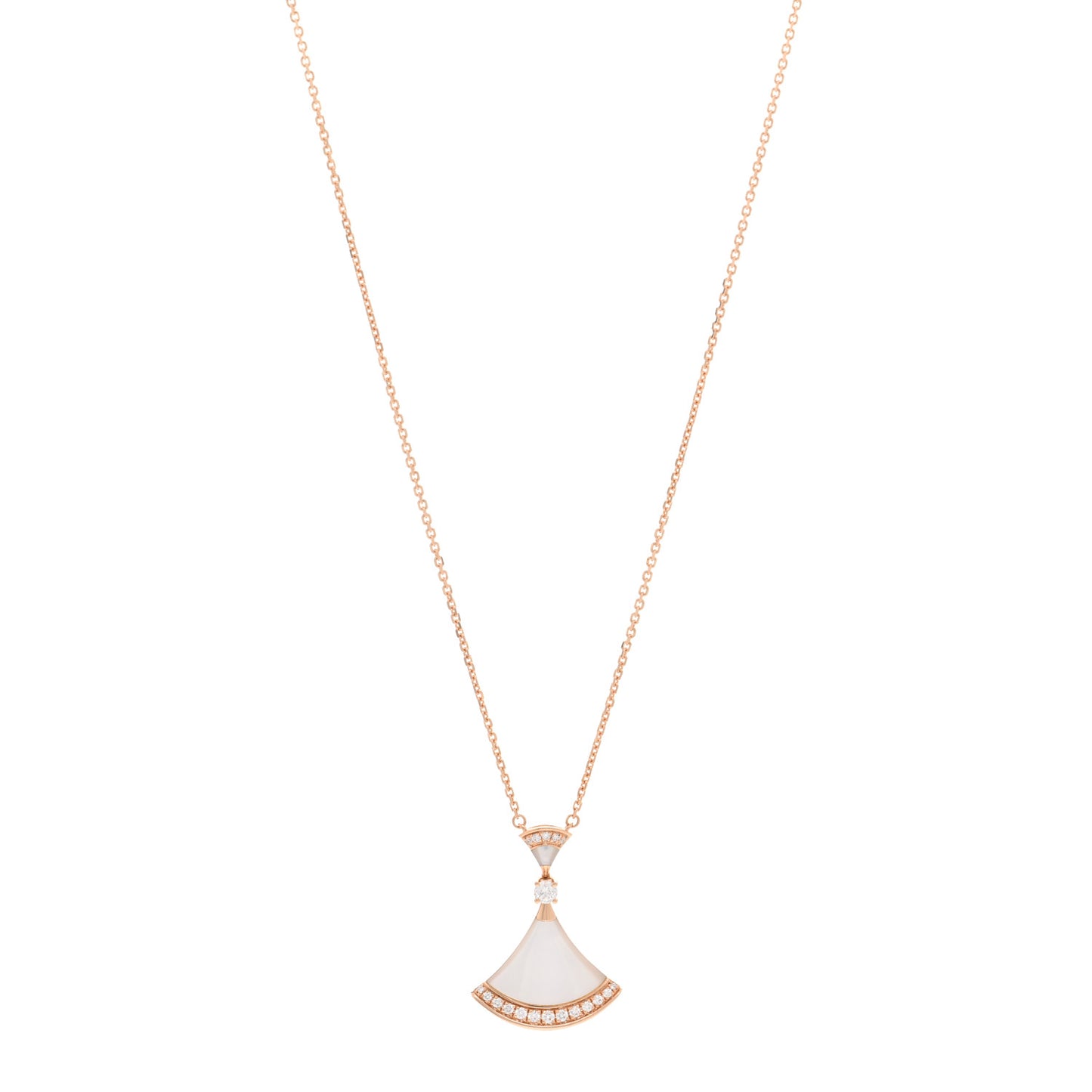 18K Rose Gold Diamond Large Mother of Pearl Divas' Dream Pendant Necklace