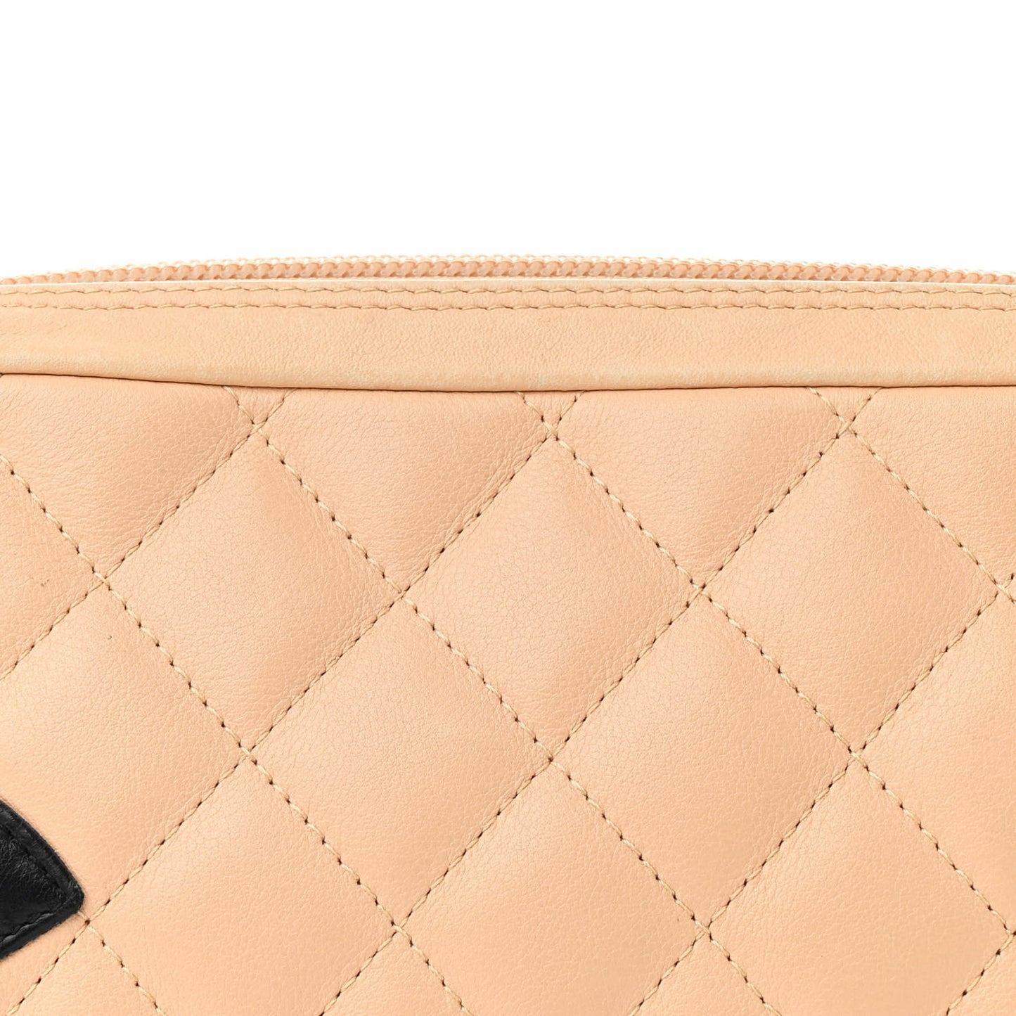 Calfskin Quilted Cambon Pochette Beige Black