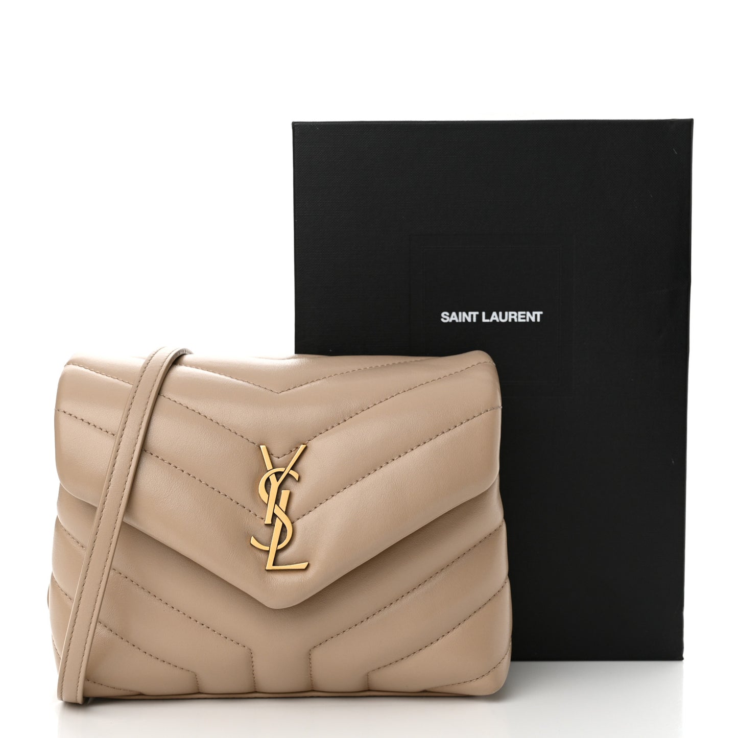 Calfskin Y Quilted Monogram Toy Loulou Crossbody Bag Dark Beige