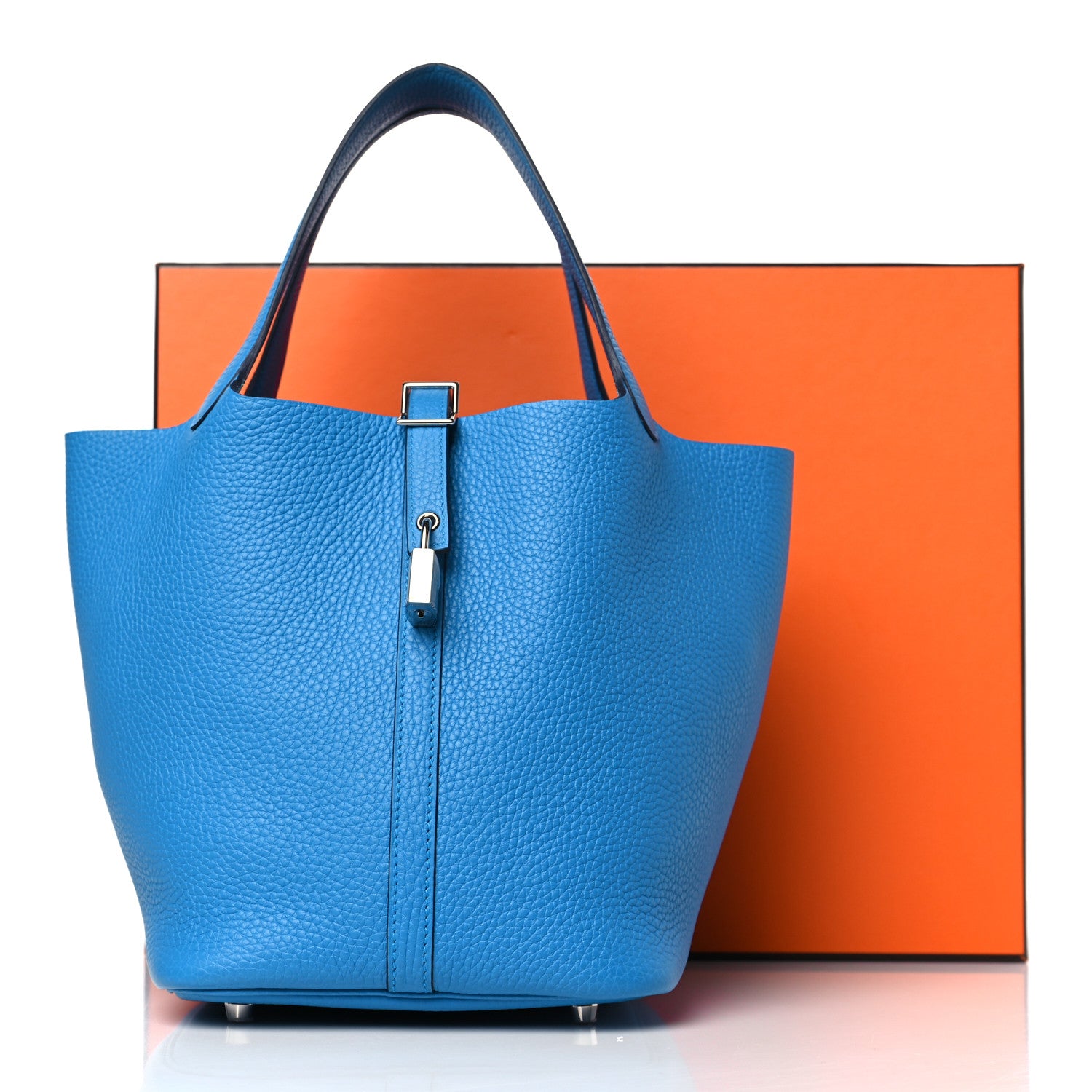 Hermes Taurillon Clemence Picotin Lock 22 MM Bleu Frida 12 of 12
