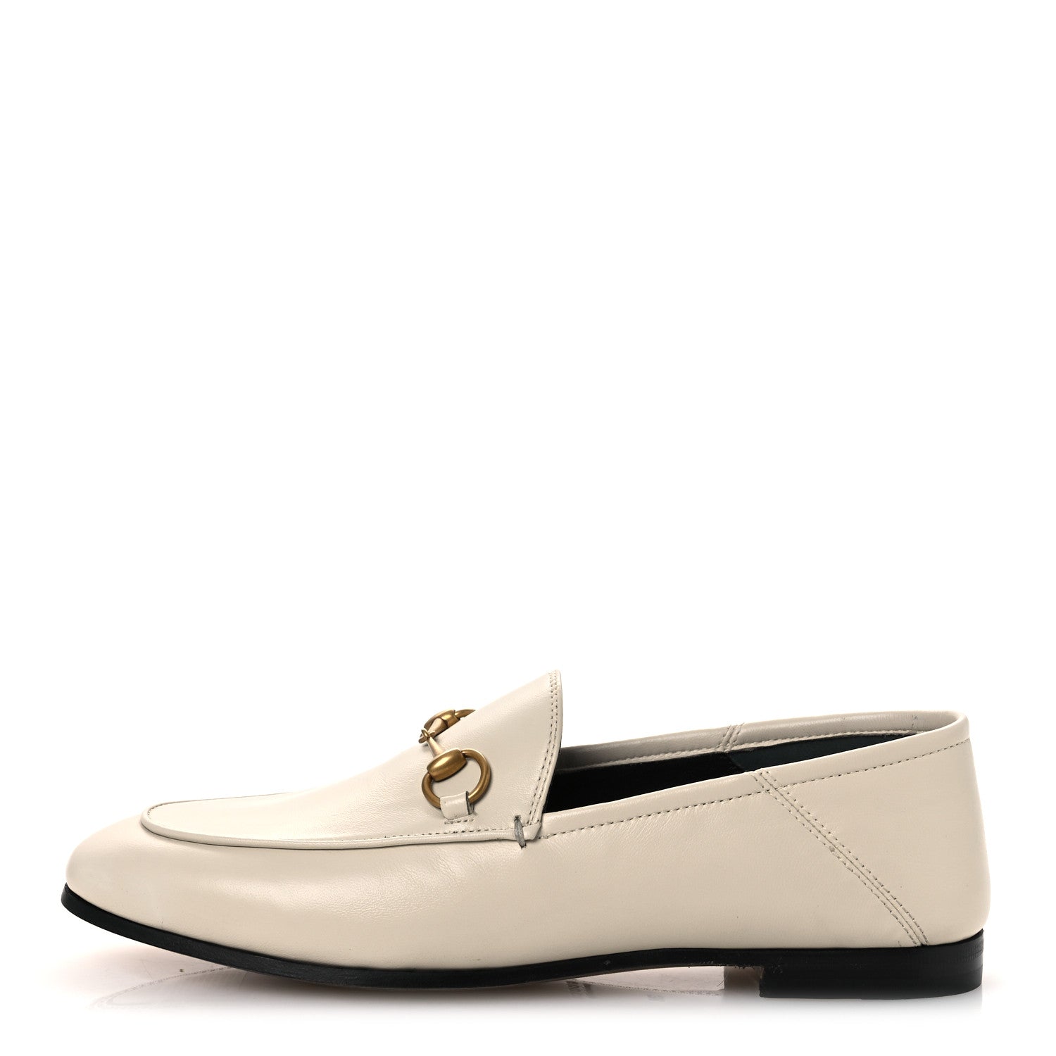 Gucci Lambskin Womens Brixton Horsebit Loafers 38 Mystic White