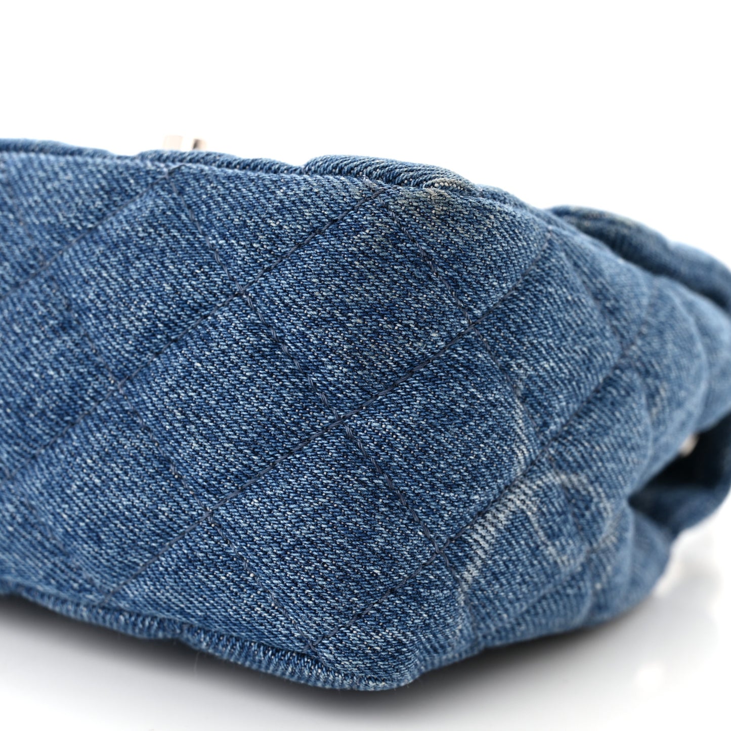 Denim CC Quilted Mini Square Flap Blue