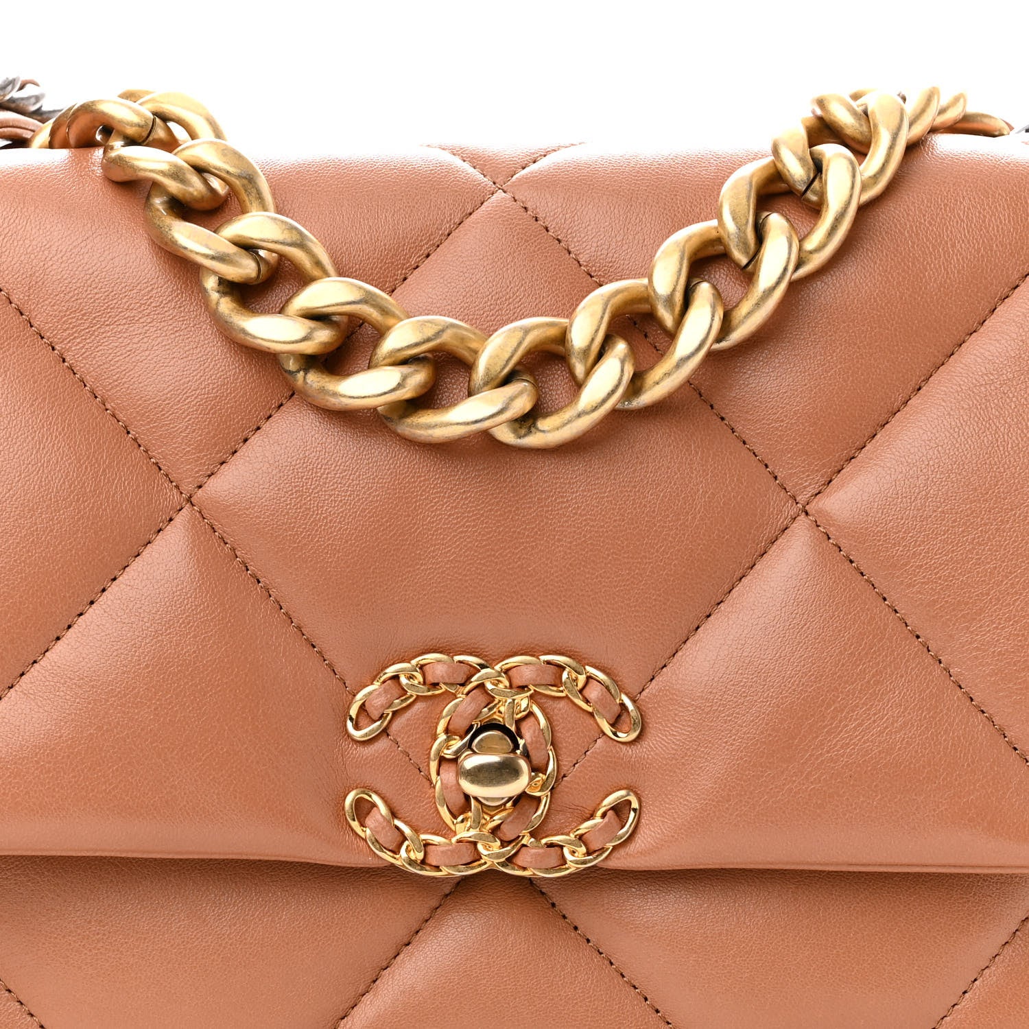 Chanel Lambskin Quilted Large Chanel 19 Flap Brown 8 of 10