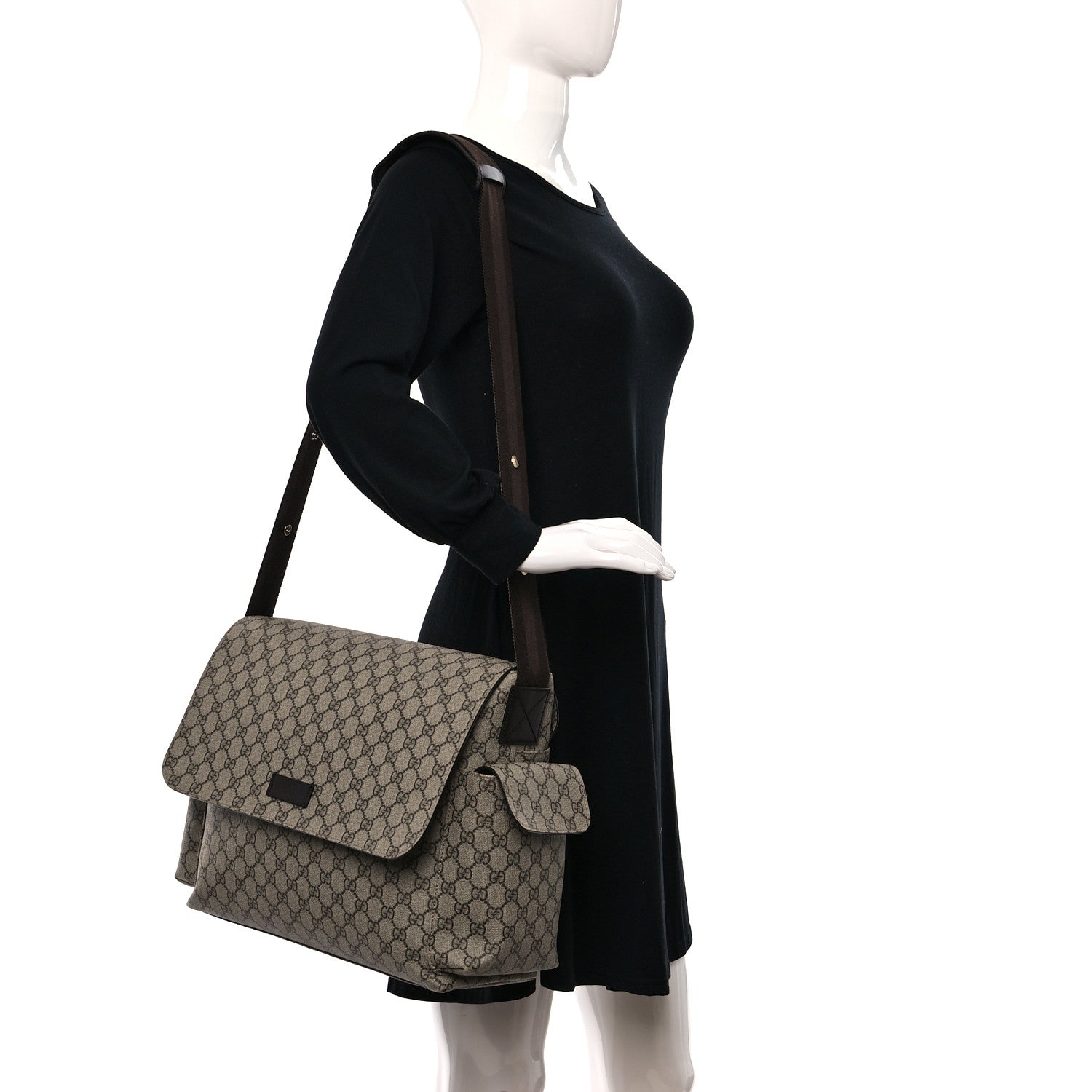 Gucci GG Plus Monogram Messenger Diaper Bag Dark Brown 2 of 15