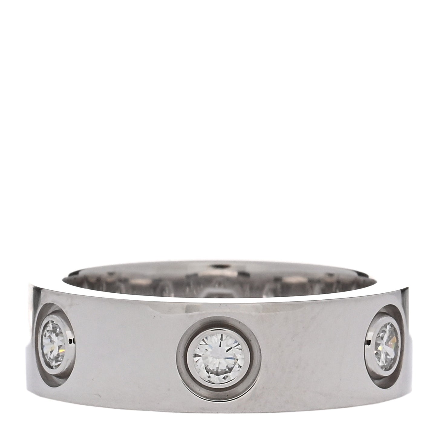 18K White Gold 6 Diamond 5.5mm LOVE Ring 48 4.5