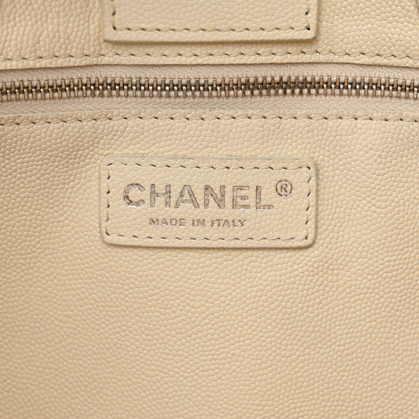 Caviar Stitched Large Shopping Tote White
