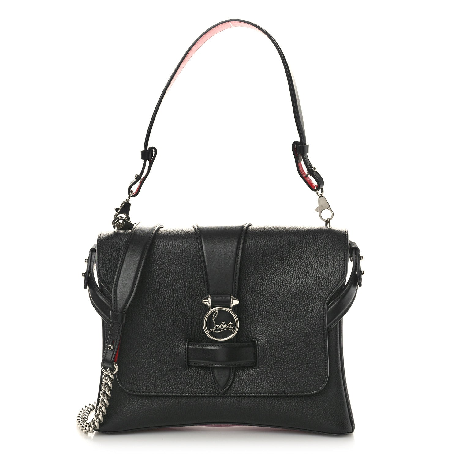 Christian Louboutin Pebbled Calfskin Medium Rubylou Shoulder Bag Black 1 of 9