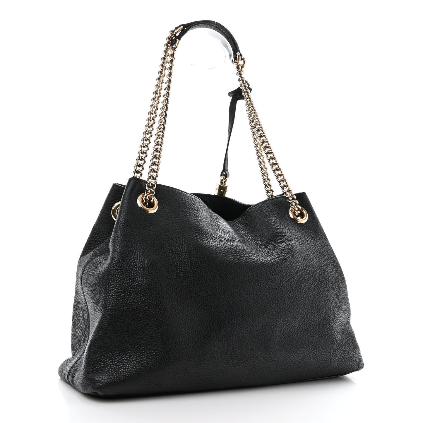 Pebbled Calfskin Medium Soho Chain Shoulder Bag Black