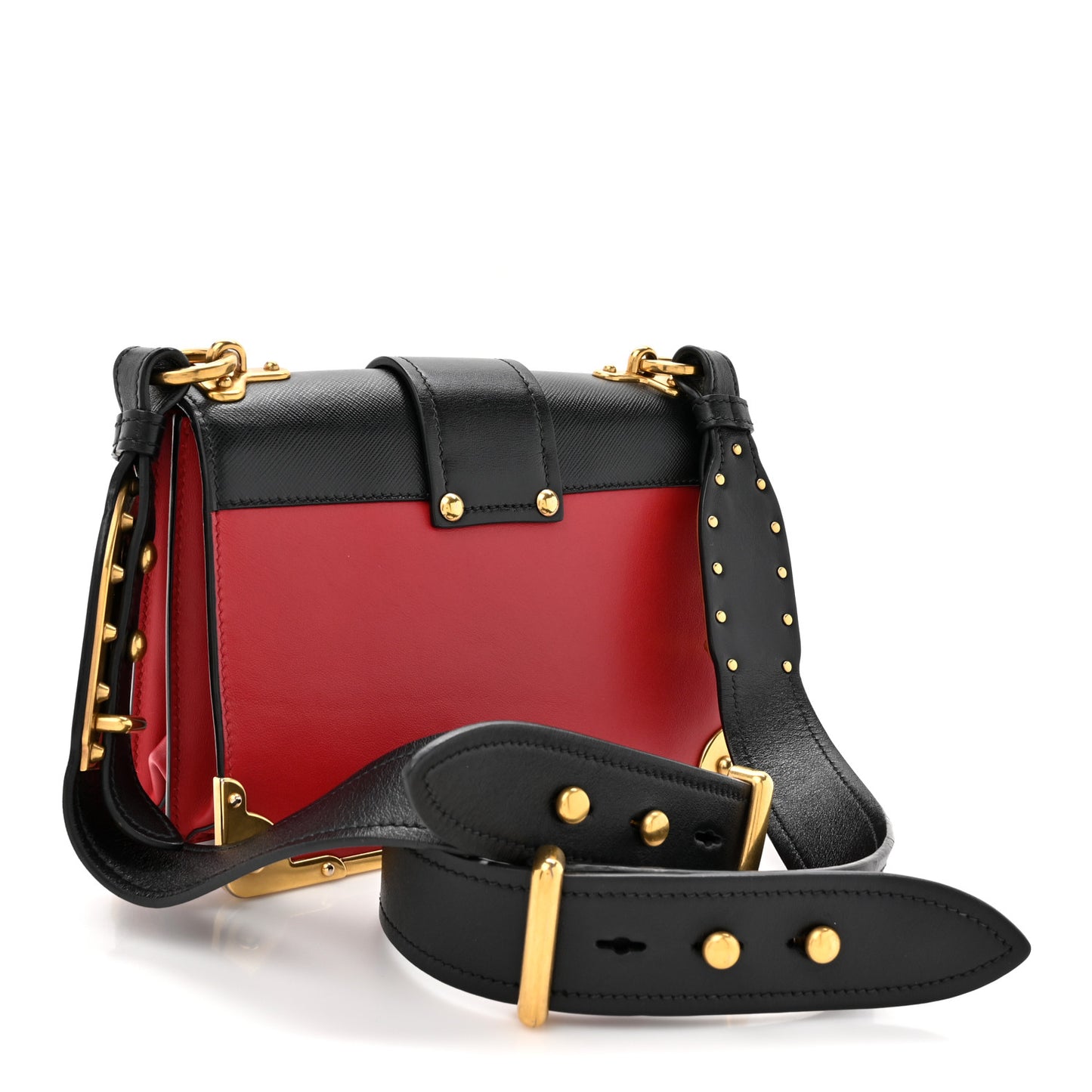 City Calfskin Saffiano Cahier Bag Fuoco Black