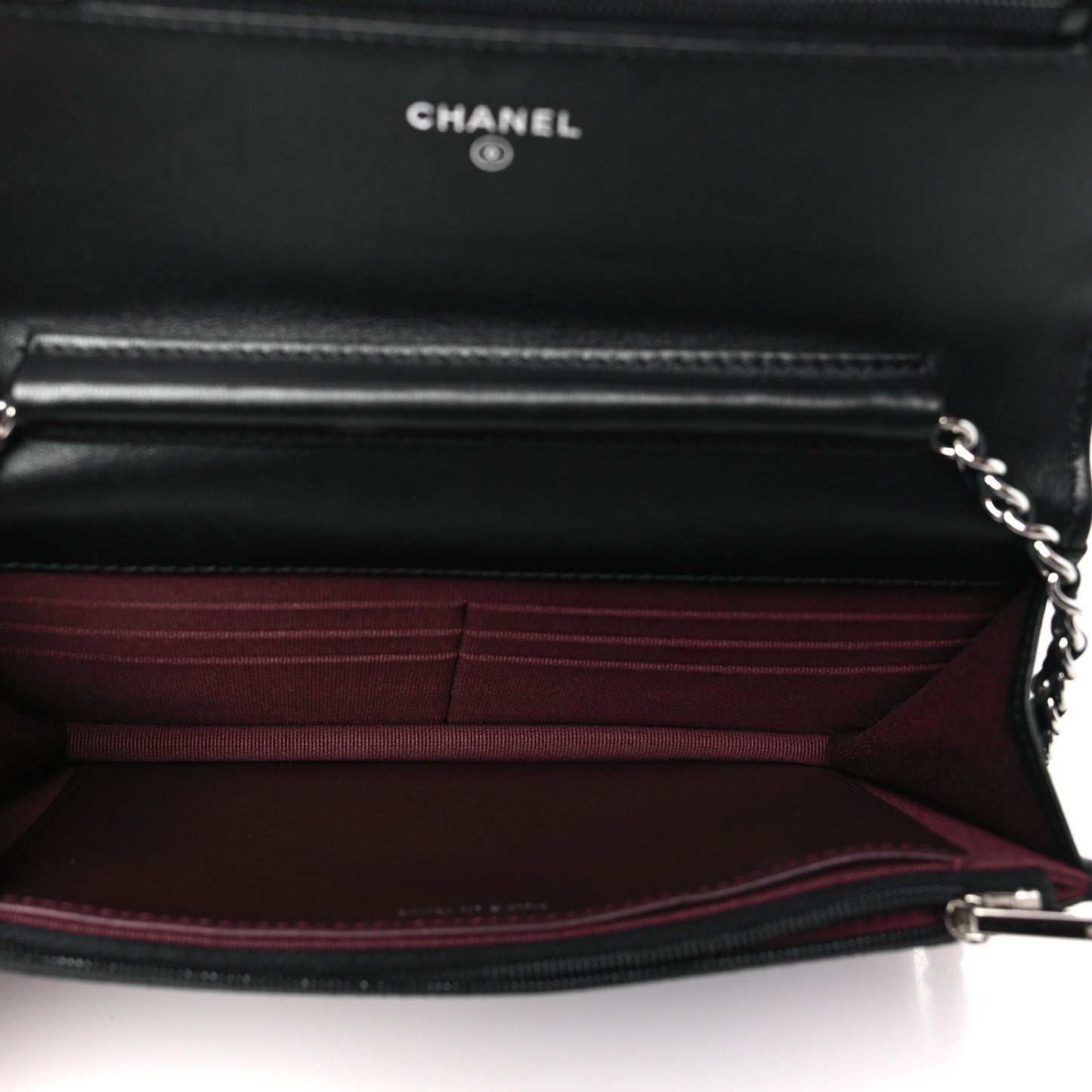 Lambskin Quilted Wallet On Chain WOC Black