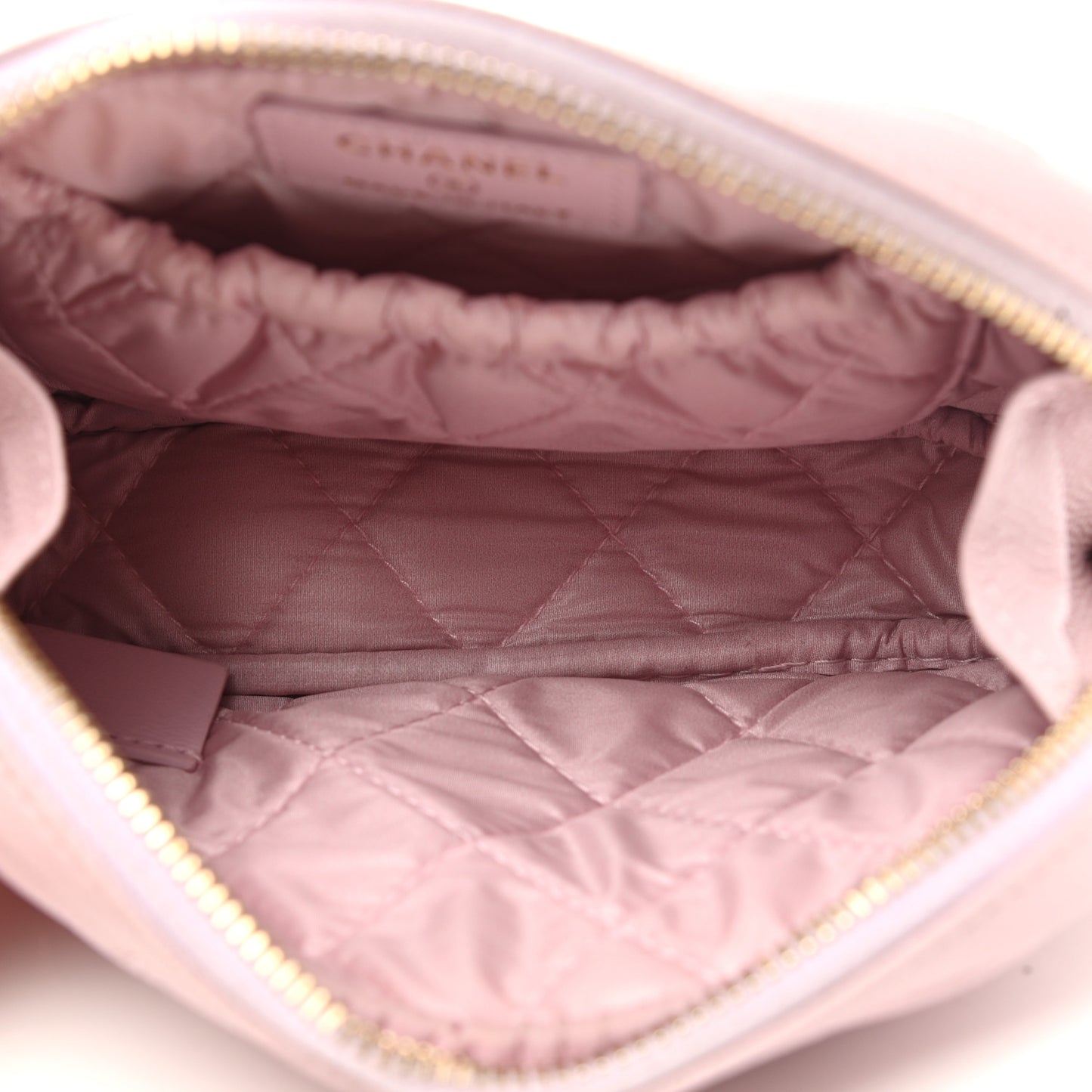 Caviar Quilted Small Curvy Pouch Cosmetic Case Light Pink
