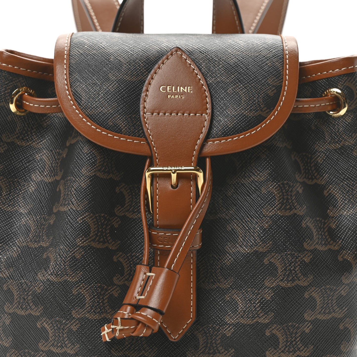 Triomphe Canvas Calfskin Mini Folco Backpack Tan