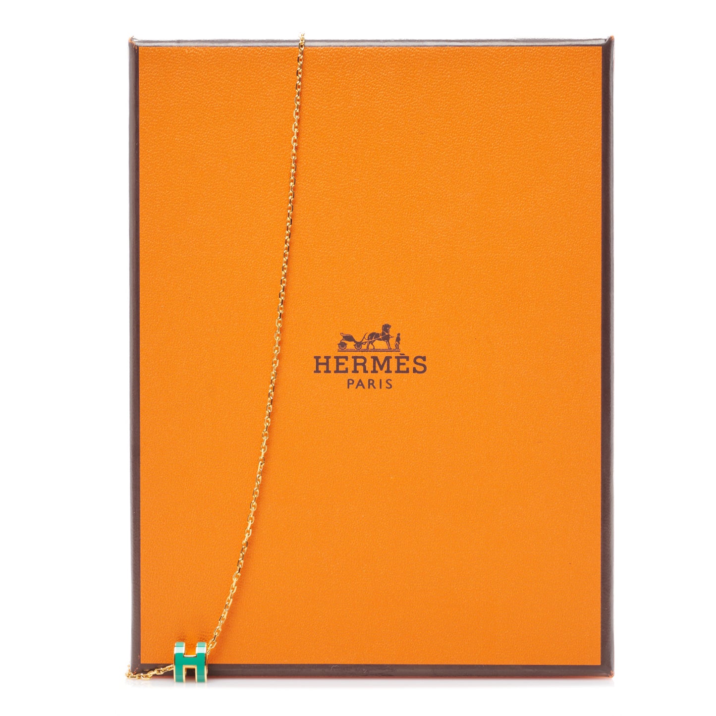 Lacquered Gold Mini Pop H Pendant Necklace Malachite