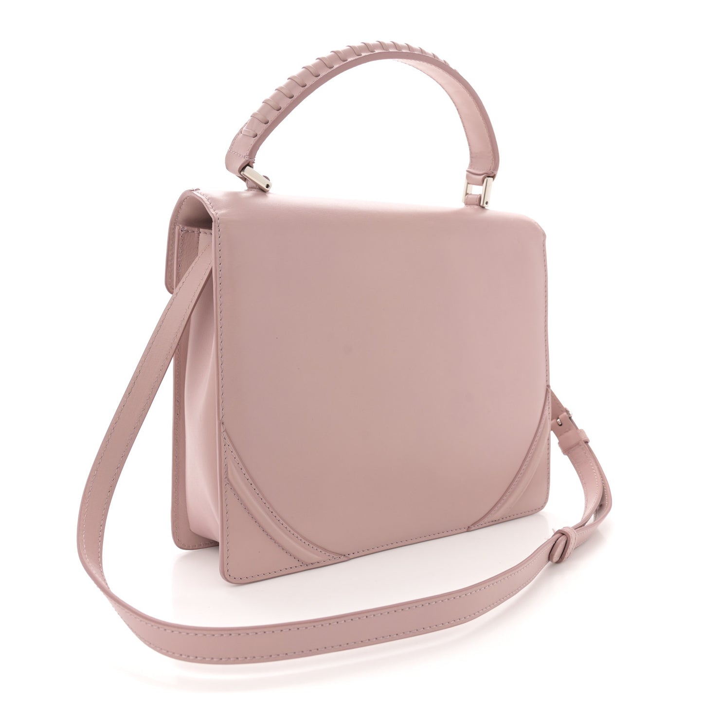 Calfskin Crystal Chain Flower Satchel Pink