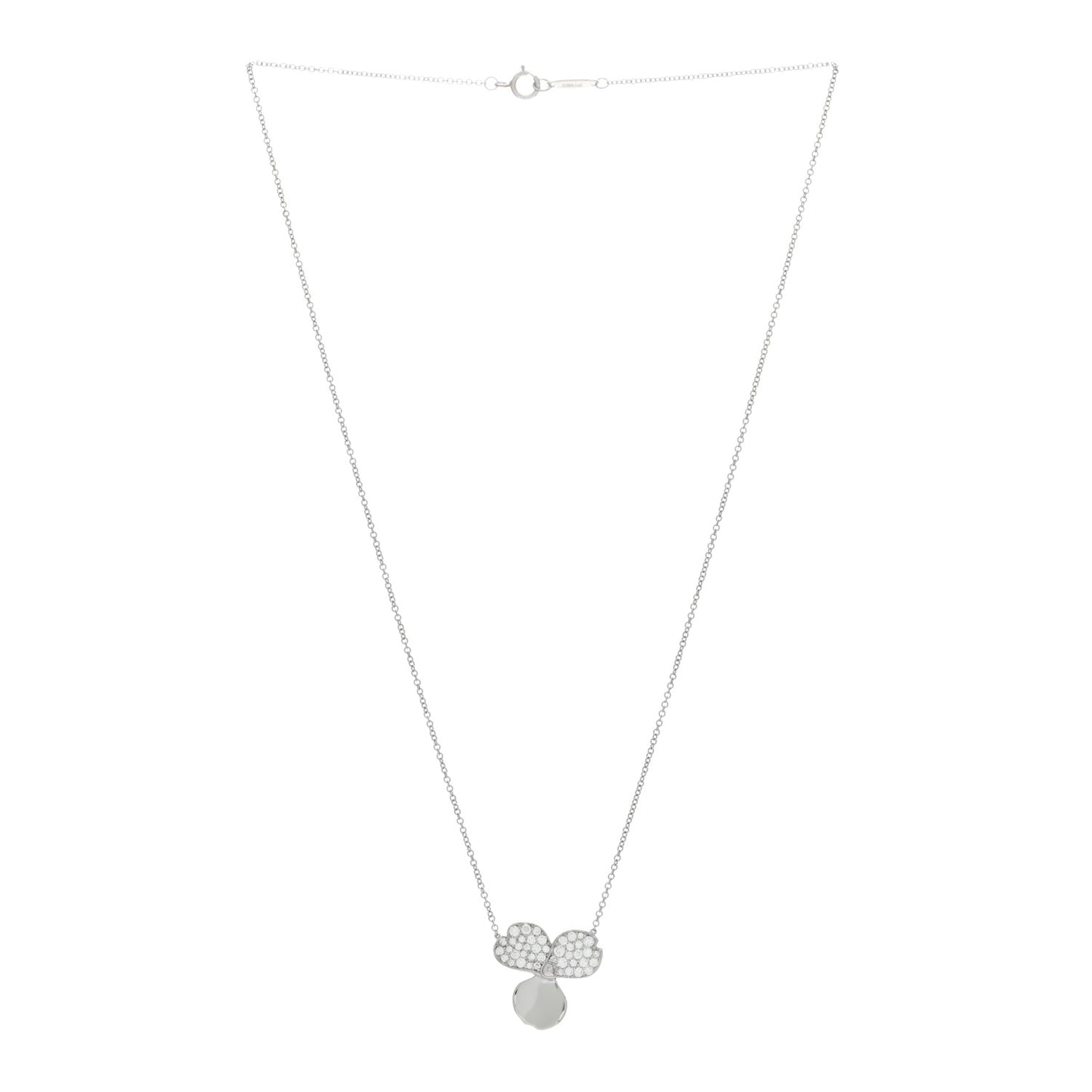 Platinum Diamond Paper Flowers Pendant Necklace