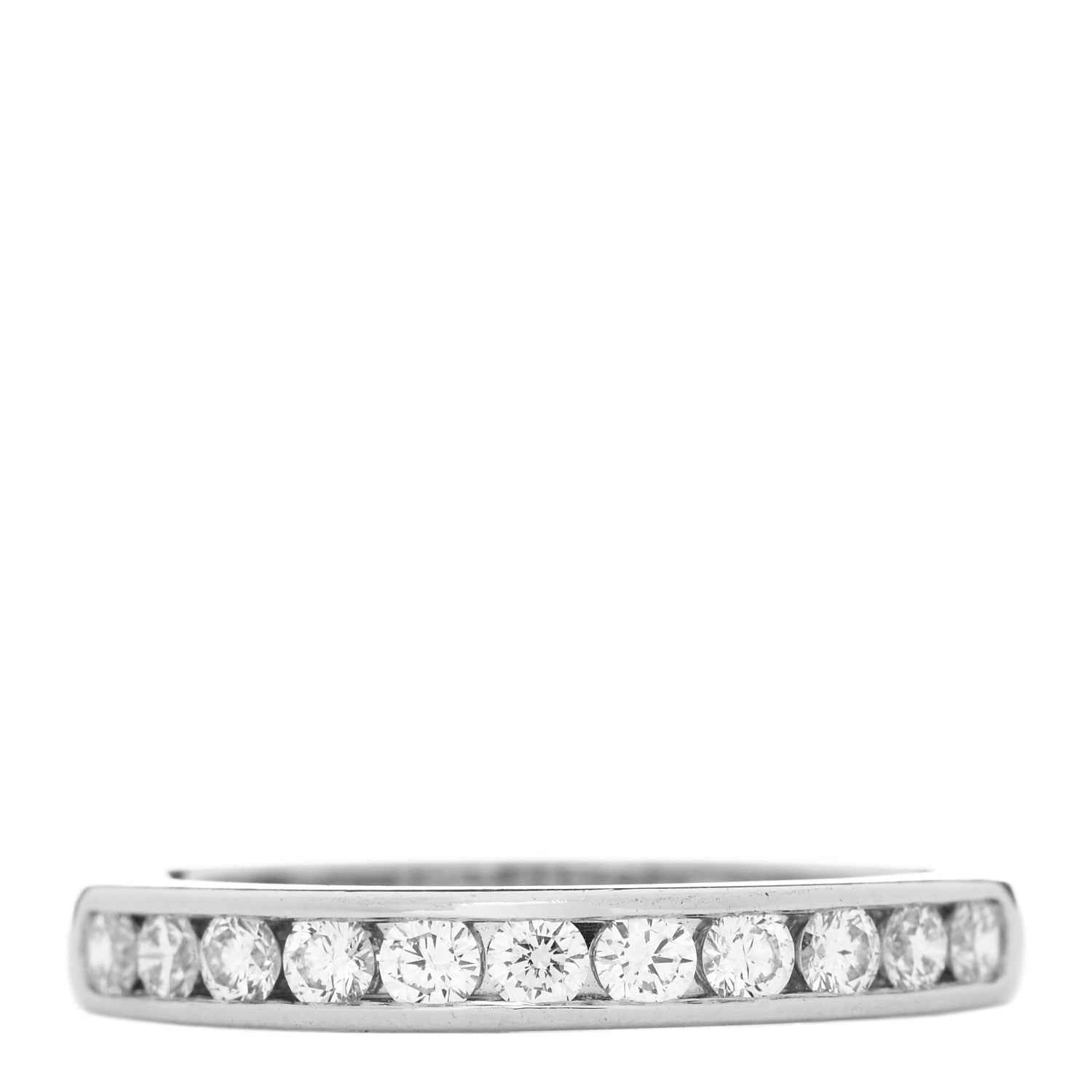 Tiffany Platinum Diamond 3mm Half Circle Wedding Band Ring 53 6.5 1 of 4