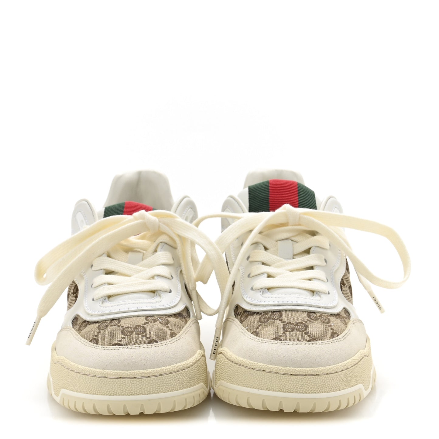 Calfskin GG Monogram Re-Web Womens Sneakers 39 White Beige Ebony