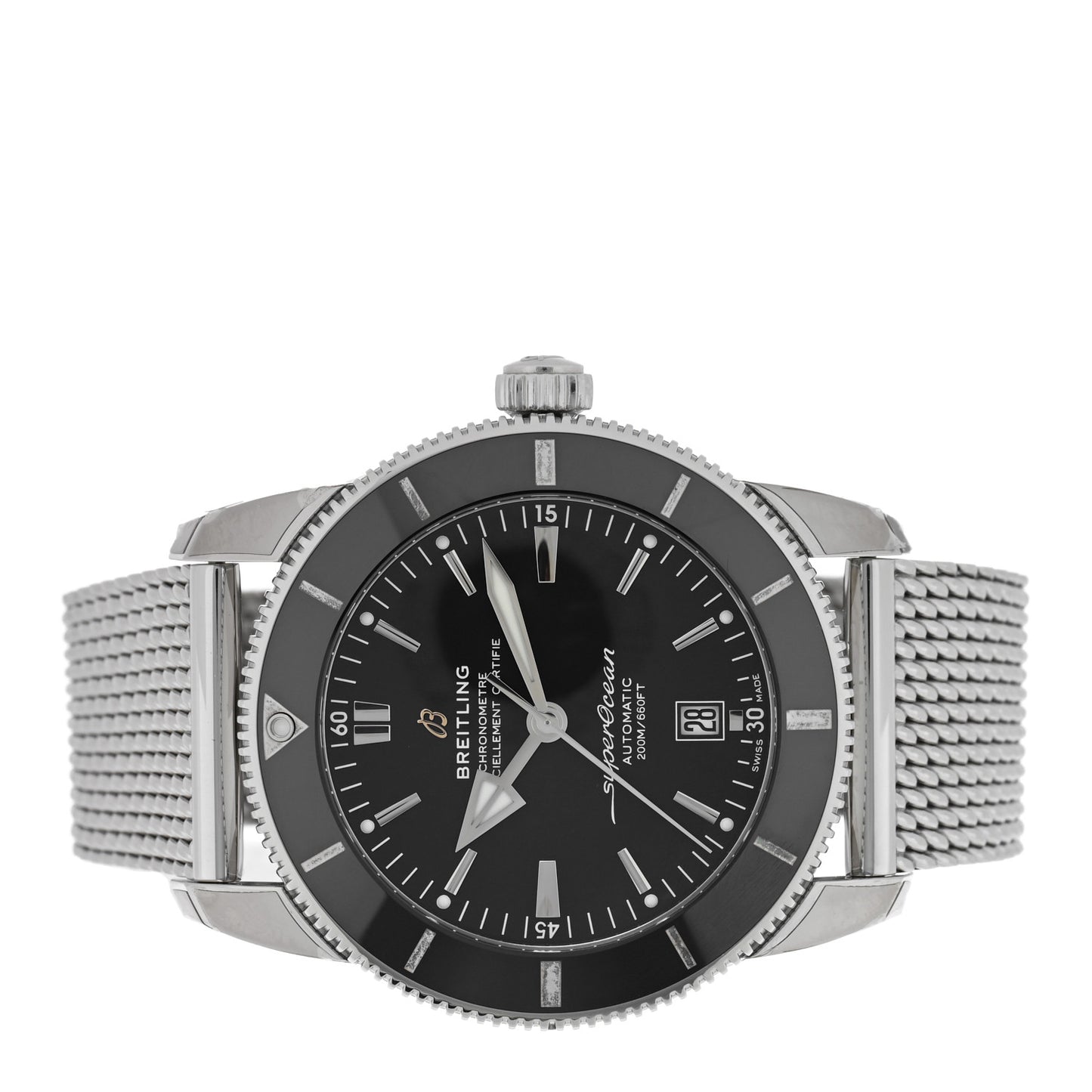 Stainless Steel 44mm Superocean Heritage II B20 Automatic Watch Black AB2020121B1A1