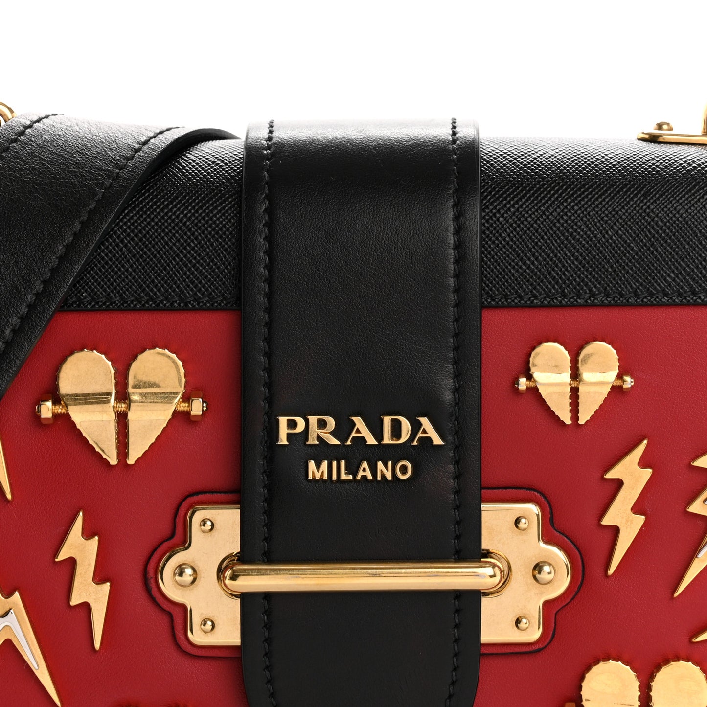 City Calfskin Saffiano Cahier Hearts Bag Fuoco Black