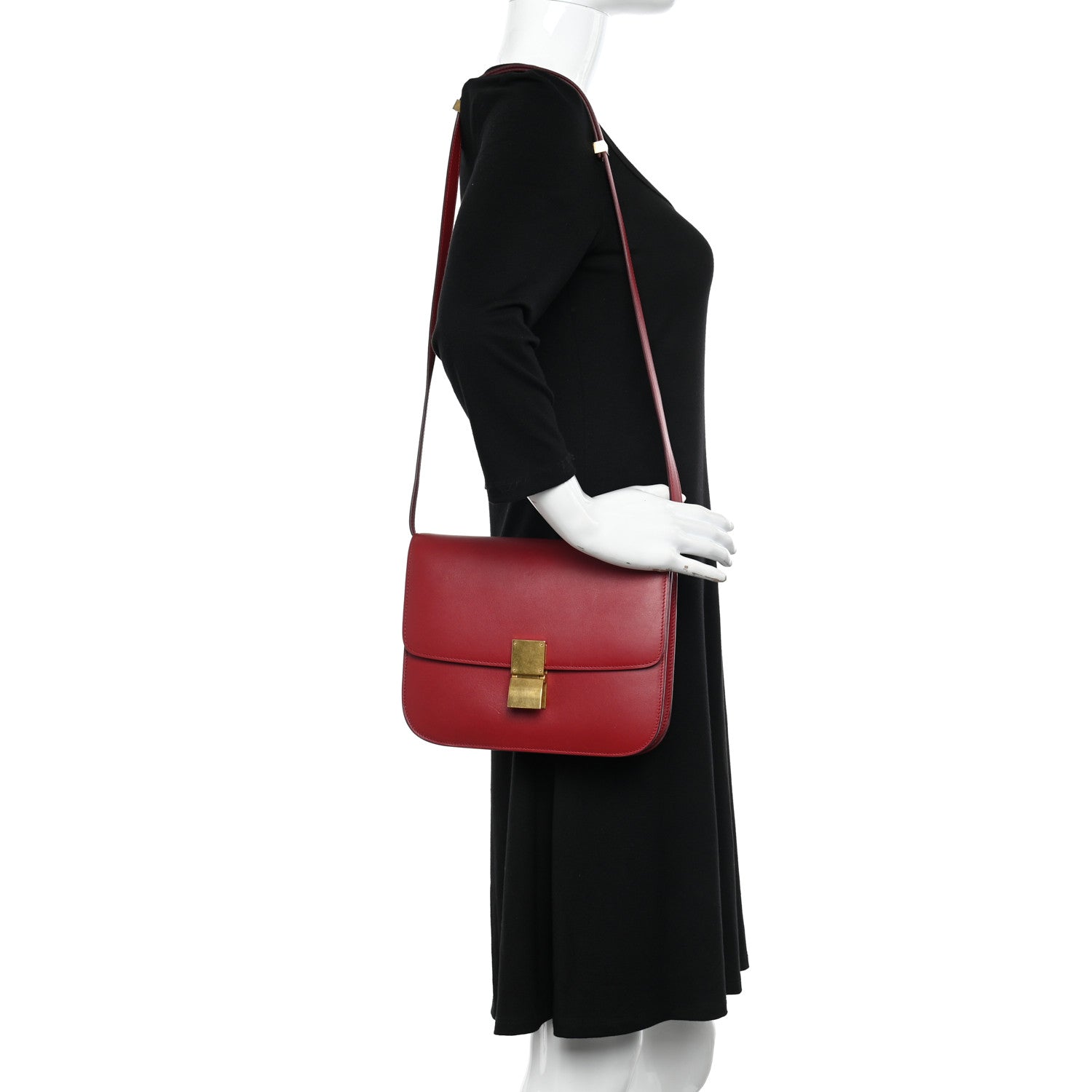 Celine Box Calfskin Medium Classic Box Flap Bag Red 2 of 12