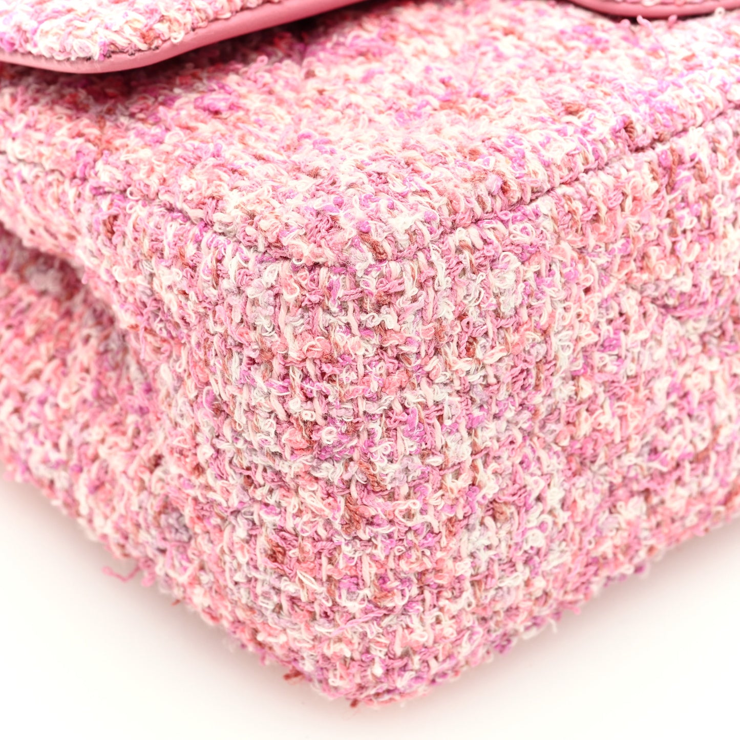 Tweed Quilted Mini Rectangular Flap Pink