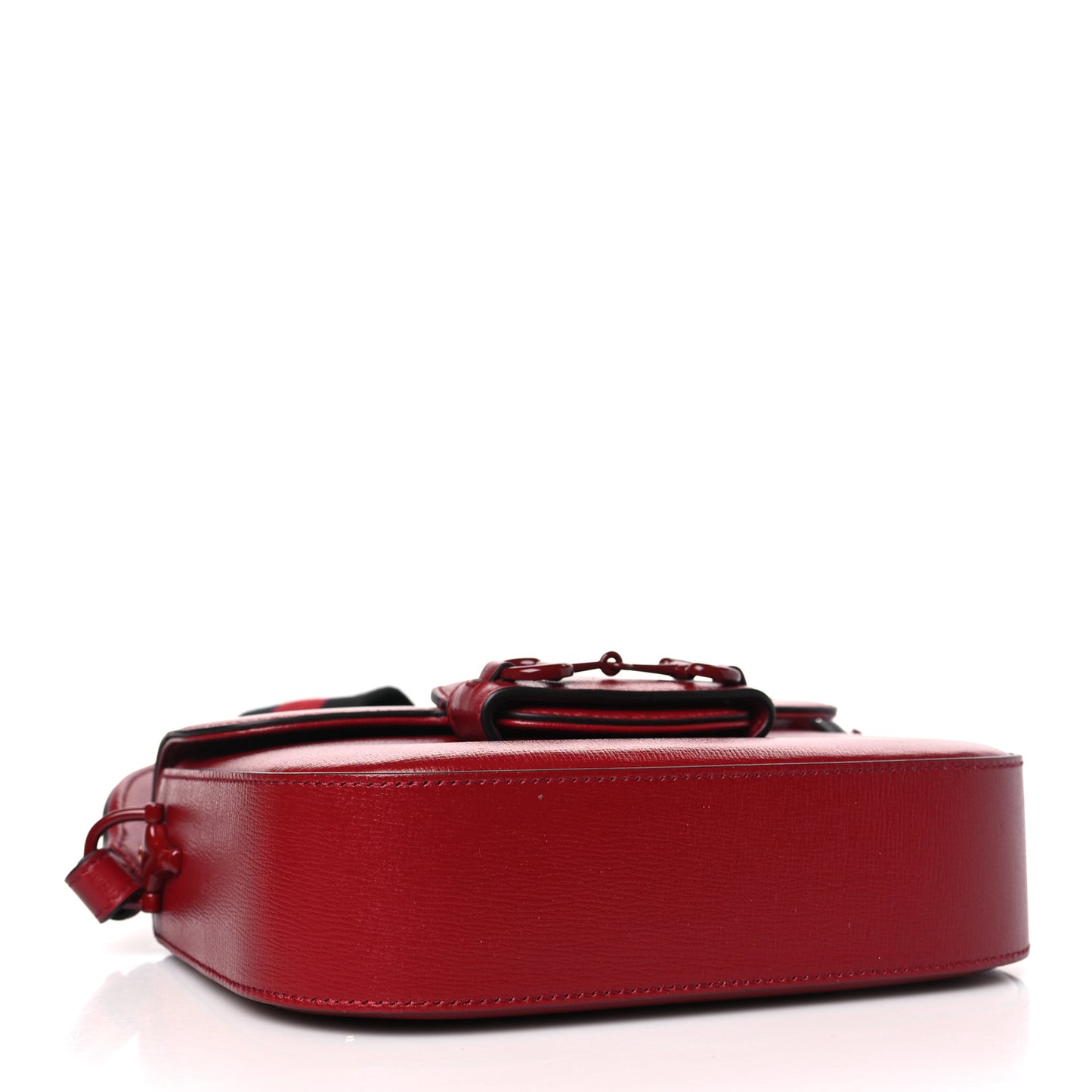 Azalea Calfskin Web Monochrome Horsebit 1955 Shoulder Bag New Cherry Red