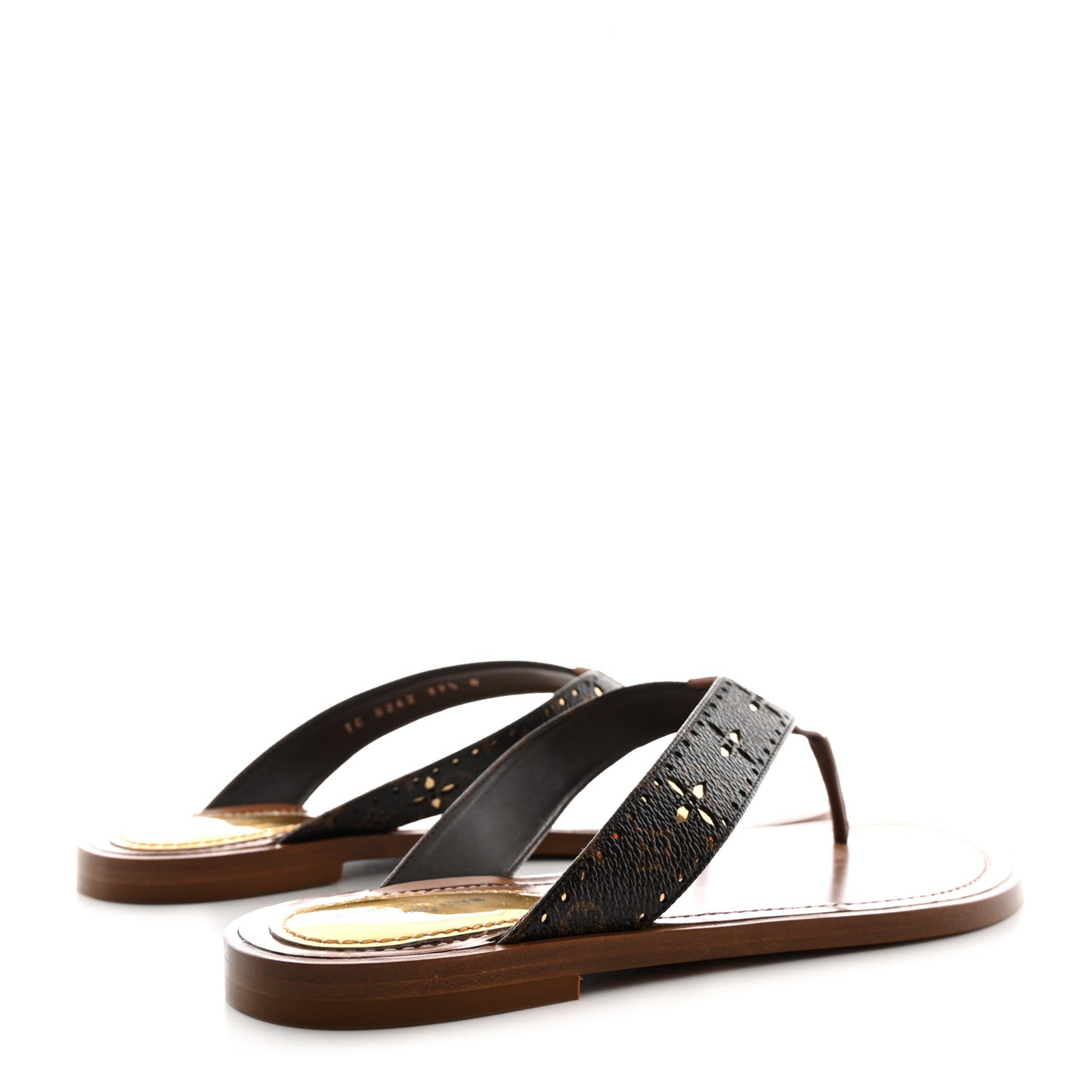 Monogram Sunny Flat Thong Sandals 39.5 Brown
